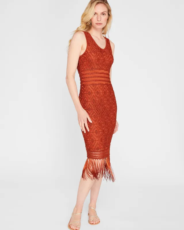Open Stitch Fringe Dress sold by Club Monaco