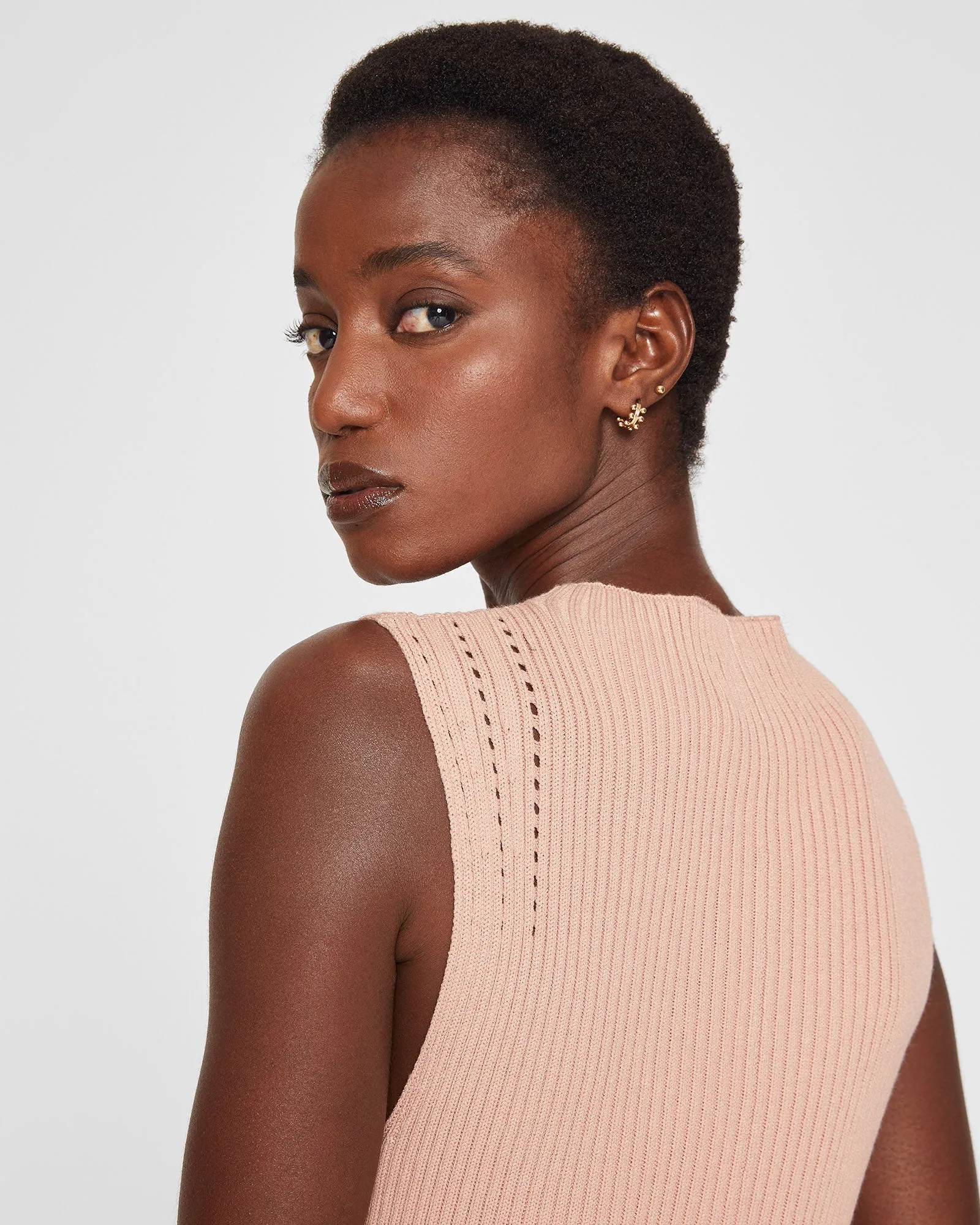 Sleeveless Ribbed Pointelle Dress sold by Club Monaco product image thumbnail 3