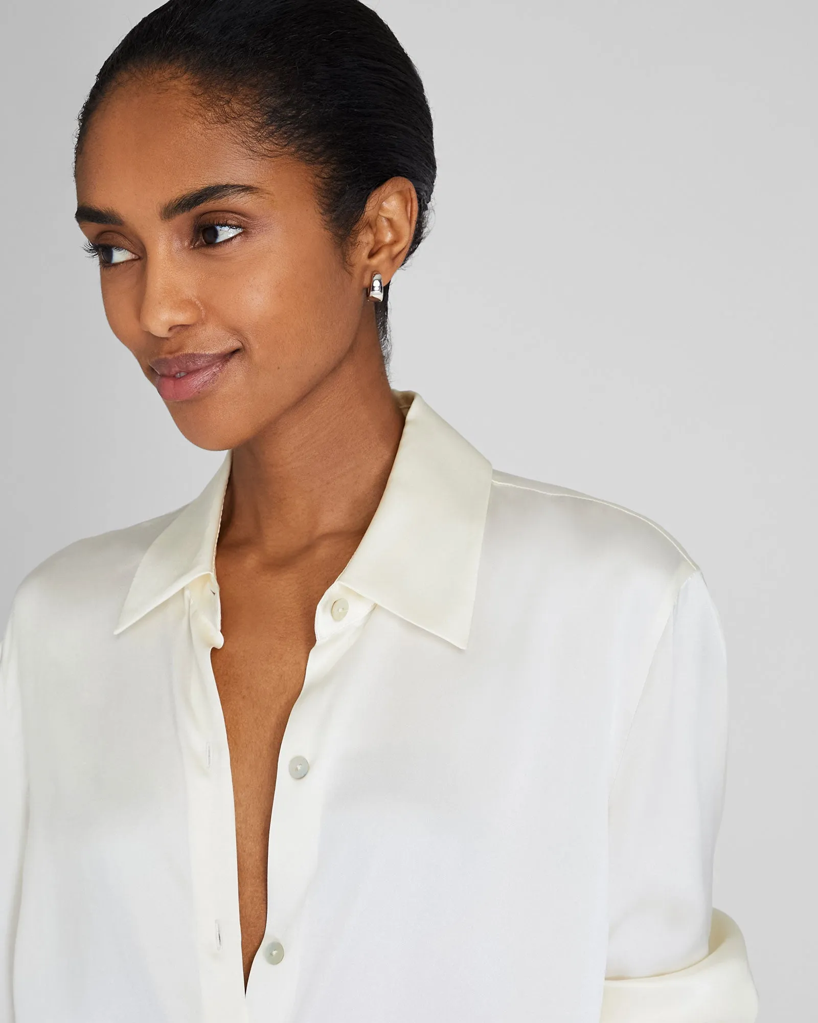 Silk Charmeuse Button-Down Shirt sold by Club Monaco product image thumbnail 4