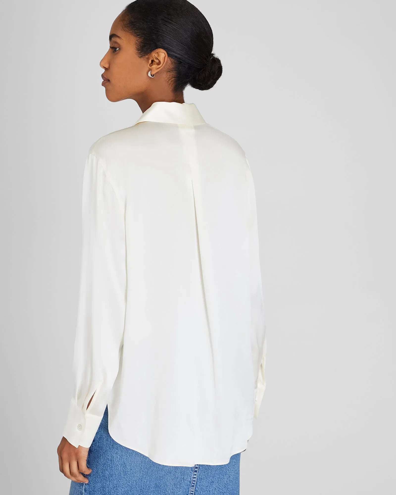 Silk Charmeuse Button-Down Shirt sold by Club Monaco product image thumbnail 3