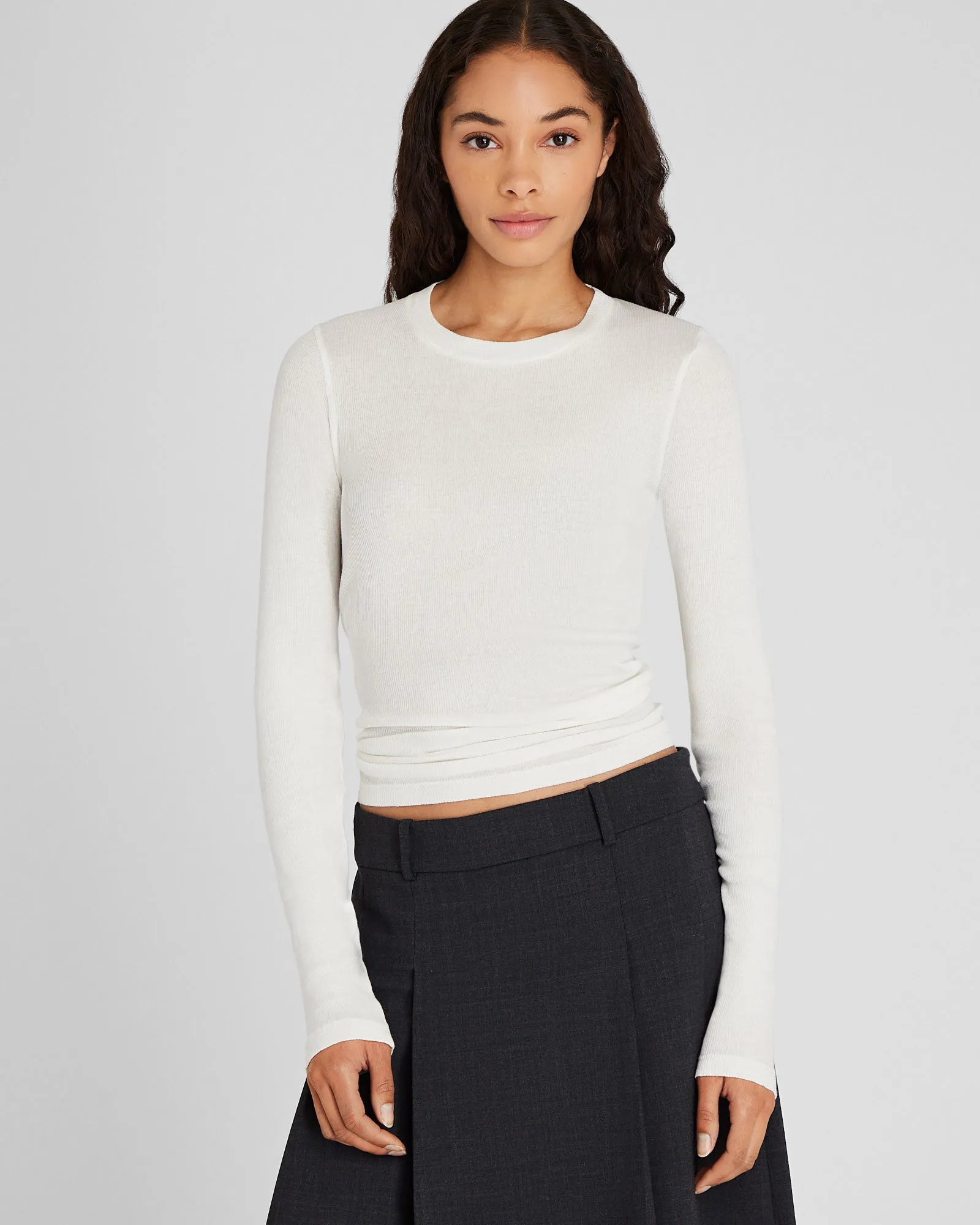 Ribbed Cotton Long-Sleeve Tee sold by Club Monaco