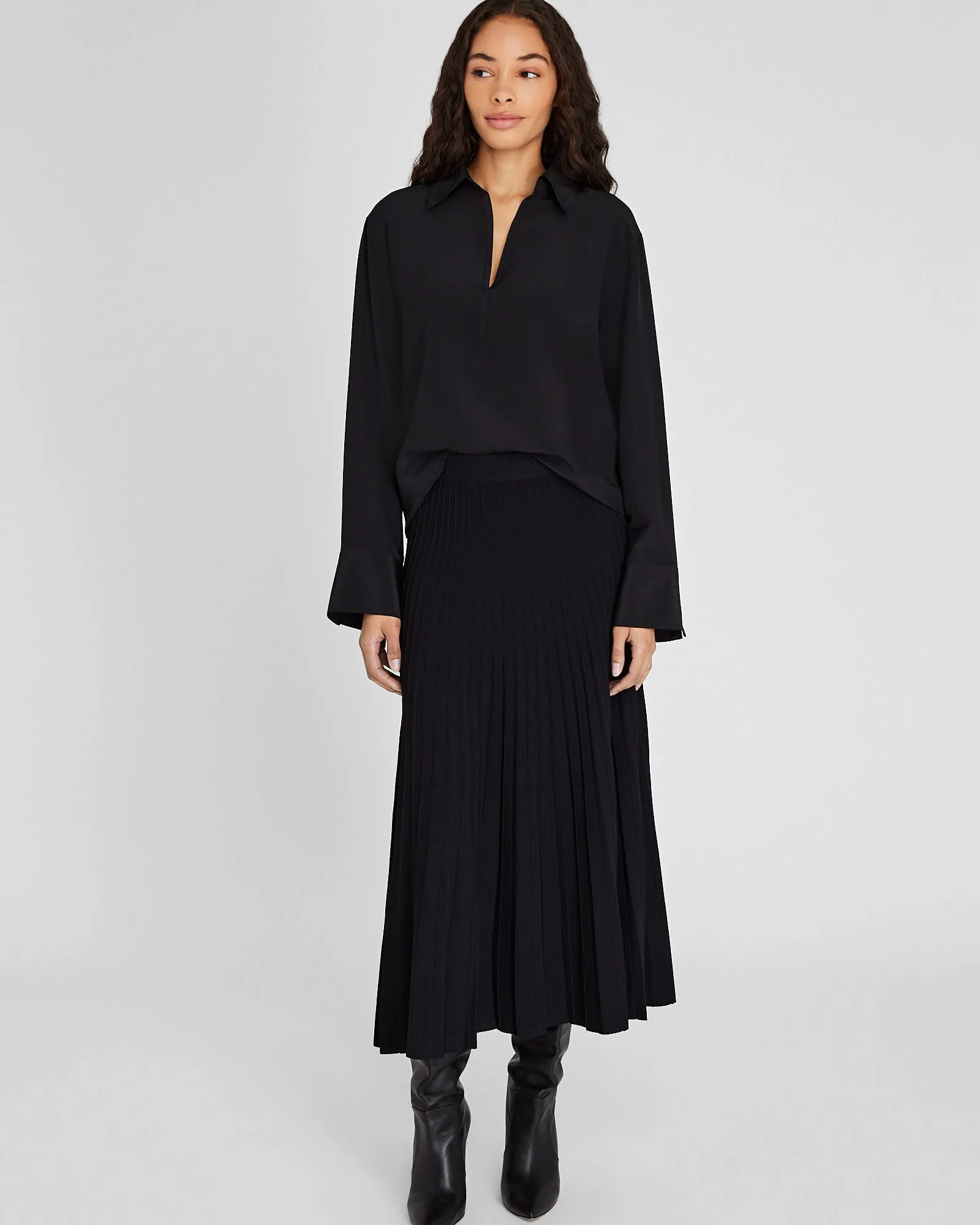 Sunburst Pleat Ribbed Knit Midi Skirt sold by Club Monaco