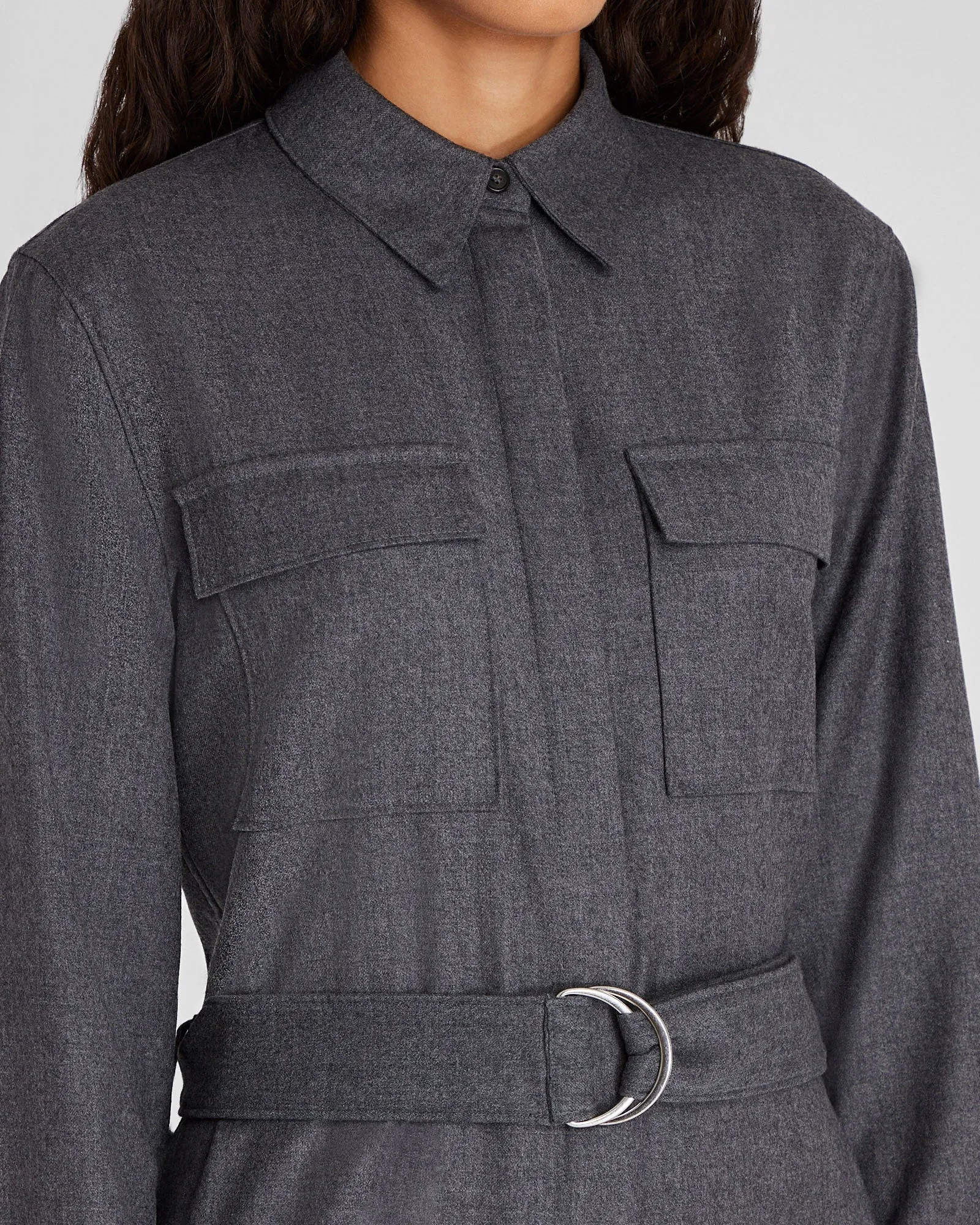 Wool Flannel Midi Shirt Dress sold by Club Monaco product image thumbnail 2