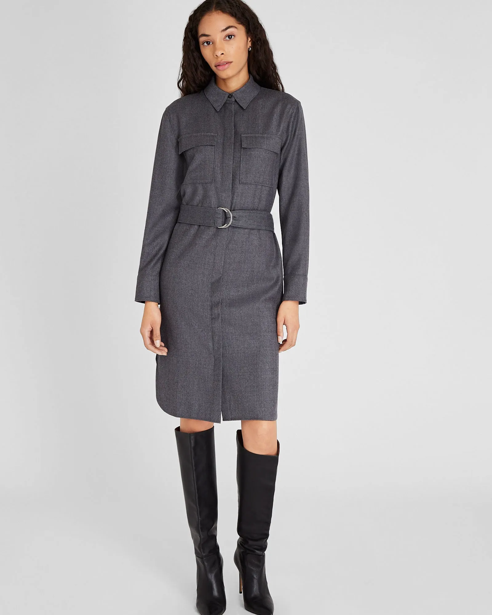 Wool Flannel Midi Shirt Dress sold by Club Monaco product image thumbnail 4