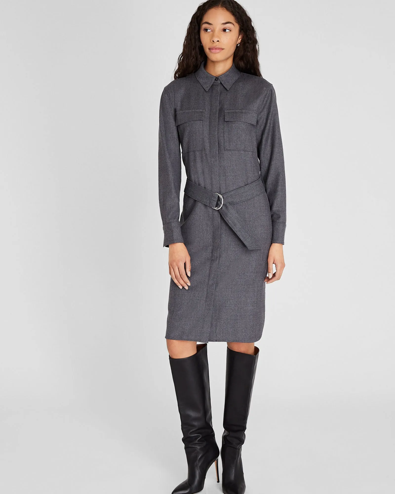 Wool Flannel Midi Shirt Dress sold by Club Monaco
