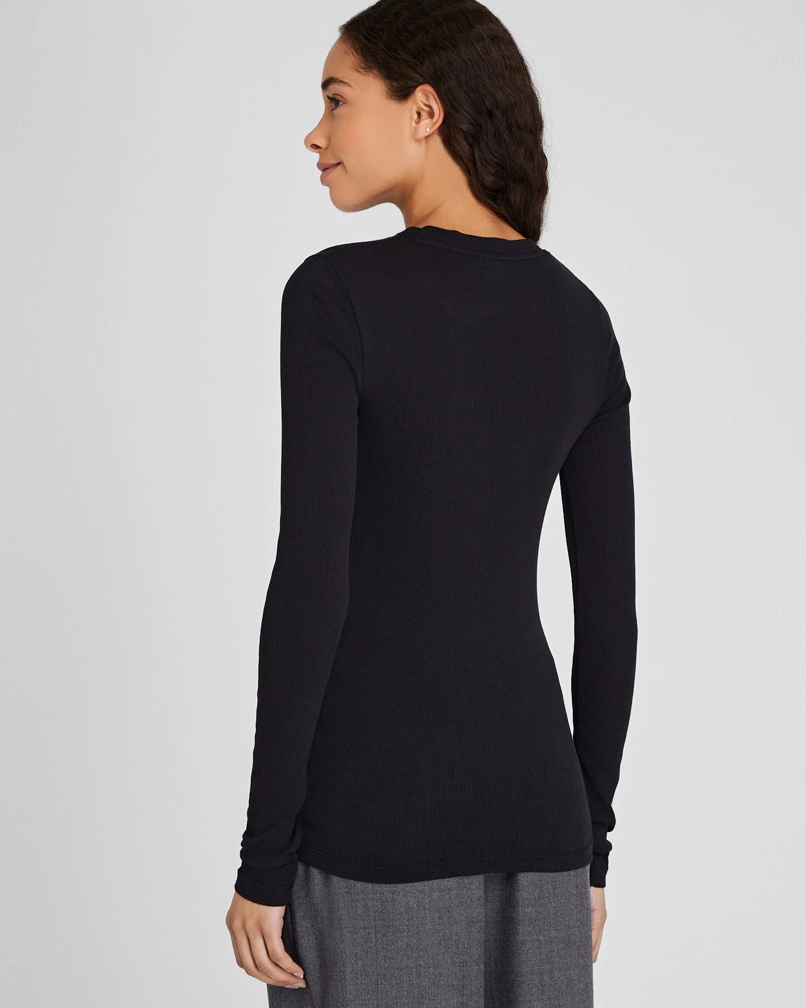 Ribbed Cotton Long-Sleeve Tee sold by Club Monaco product image thumbnail 3