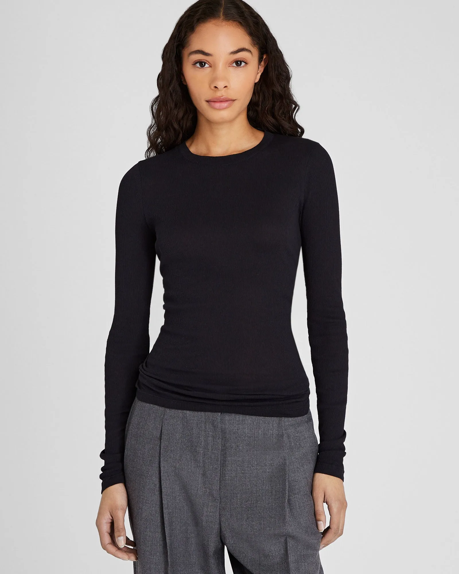 Ribbed Cotton Long-Sleeve Tee sold by Club Monaco