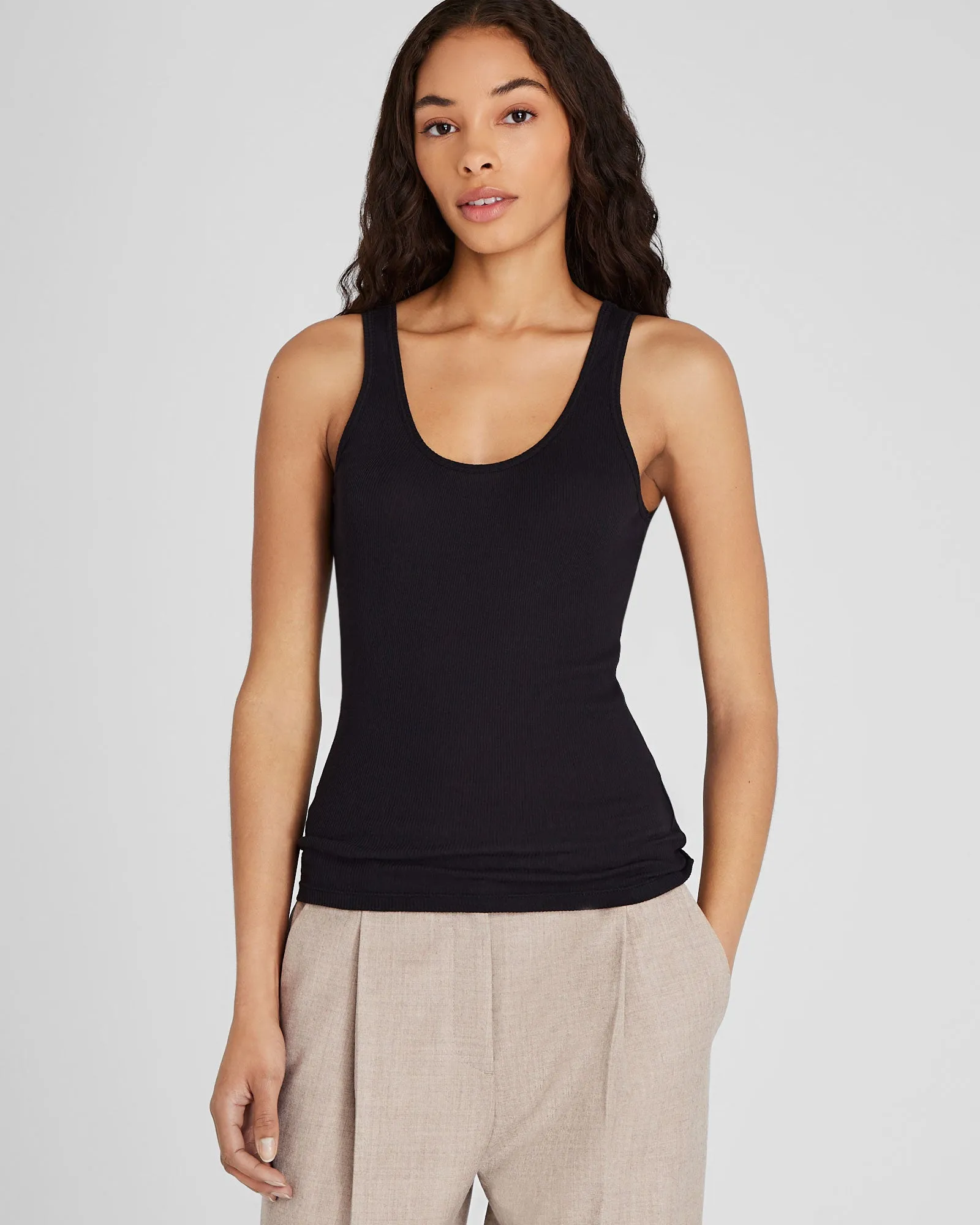 Ribbed Cotton Scoop Tank sold by Club Monaco