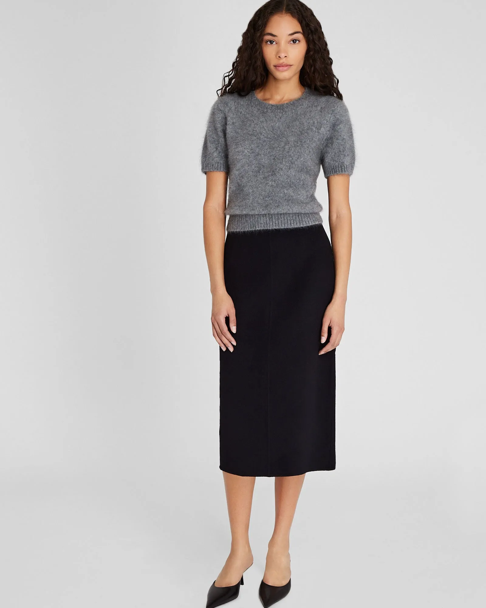 Wool Double-Faced Midi Skirt sold by Club Monaco