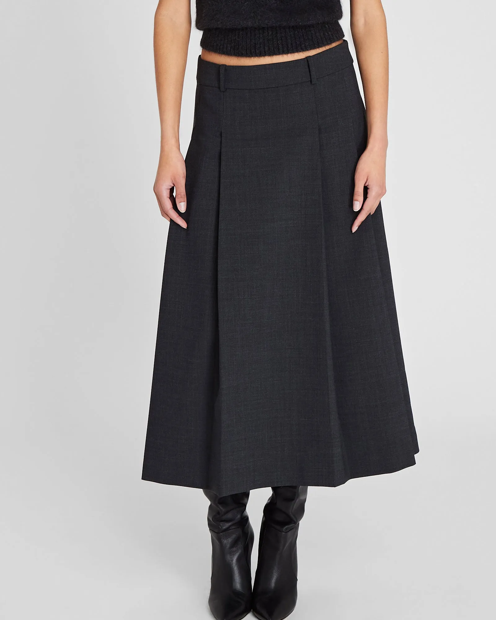Wool Blend Pleated Midi Skirt sold by Club Monaco product image thumbnail 4
