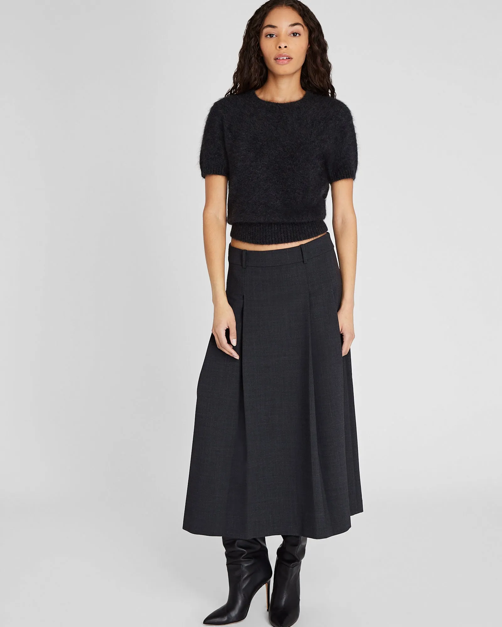 Wool Blend Pleated Midi Skirt sold by Club Monaco