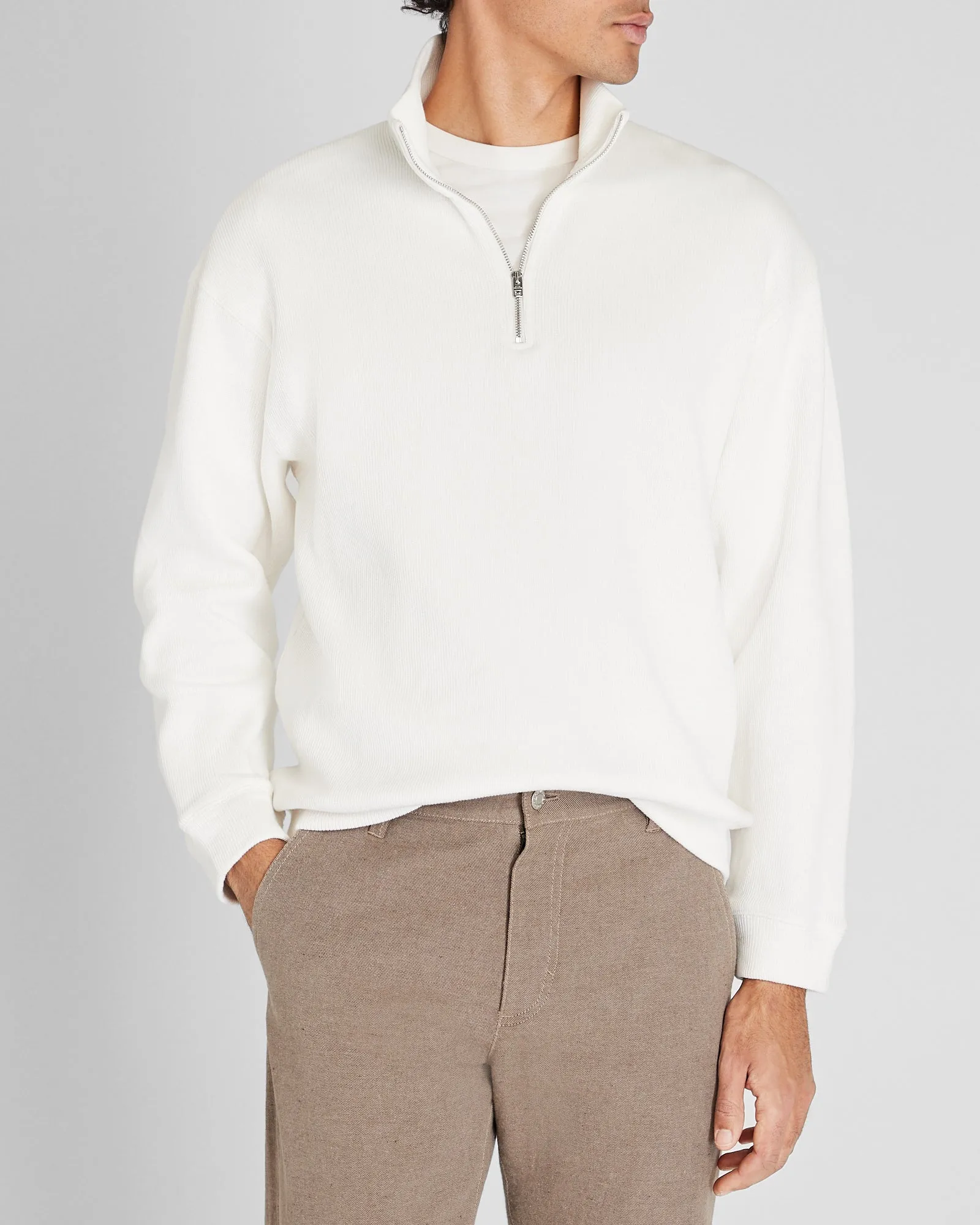 Rib Knit Quarter-Zip sold by Club Monaco