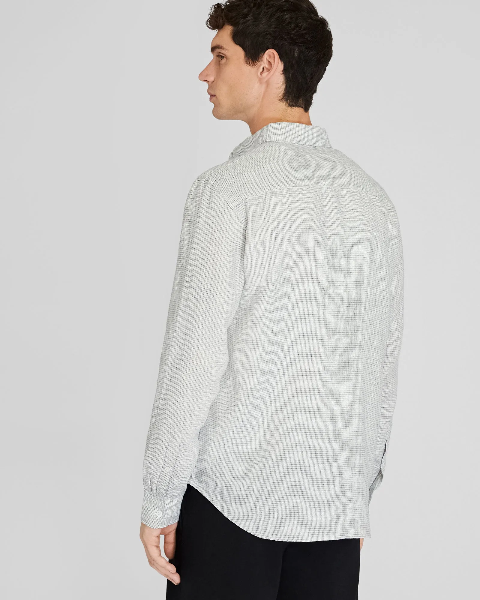 Long-Sleeve Grid Linen Shirt sold by Club Monaco product image thumbnail 3