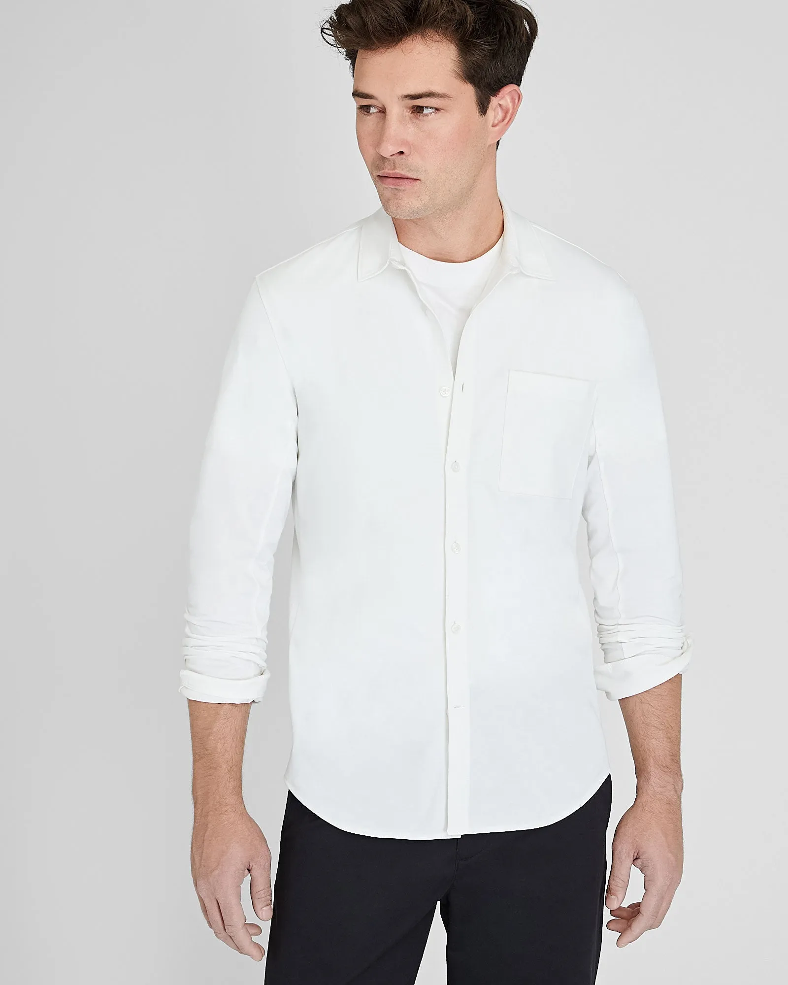 Long Sleeve Pique Oxford Knit Shirt sold by Club Monaco
