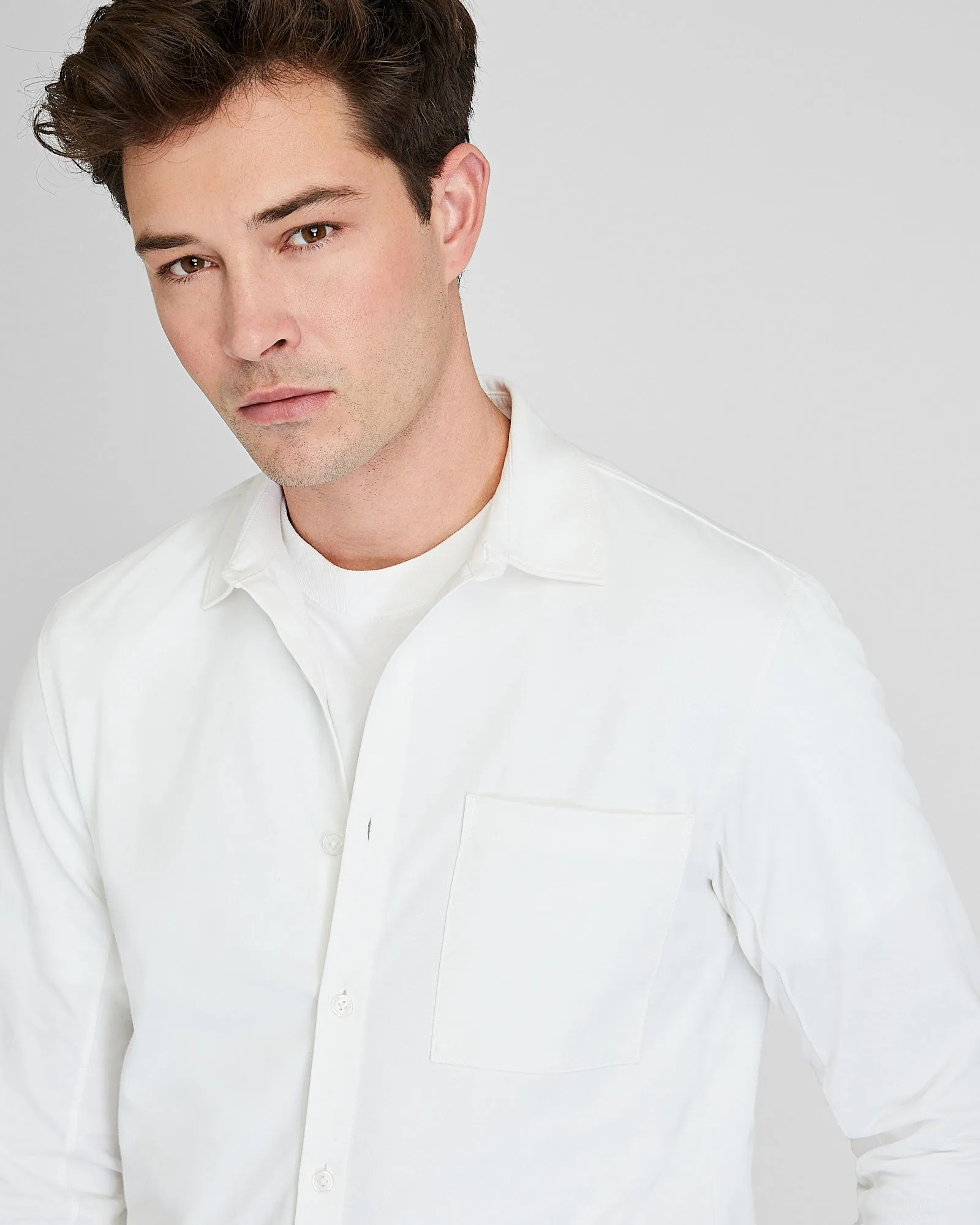 Long Sleeve Pique Oxford Knit Shirt sold by Club Monaco product image thumbnail 3