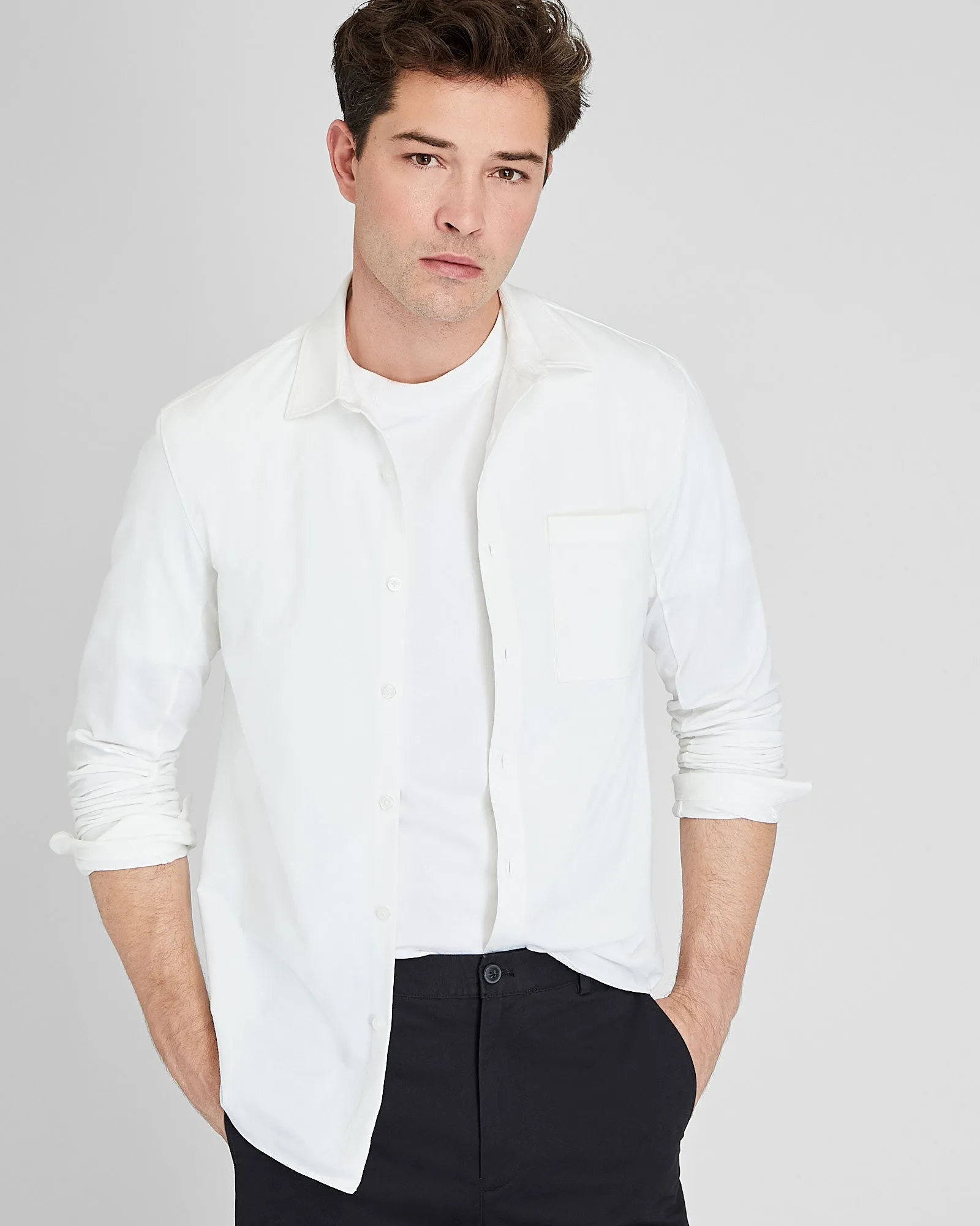 Long Sleeve Pique Oxford Knit Shirt sold by Club Monaco product image thumbnail 4