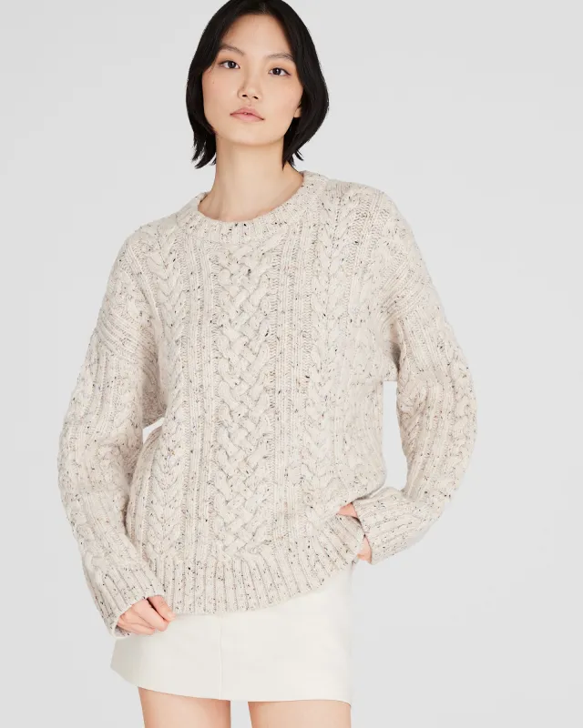 Wool Blend Cable-Knit Donegal Sweater sold by Club Monaco