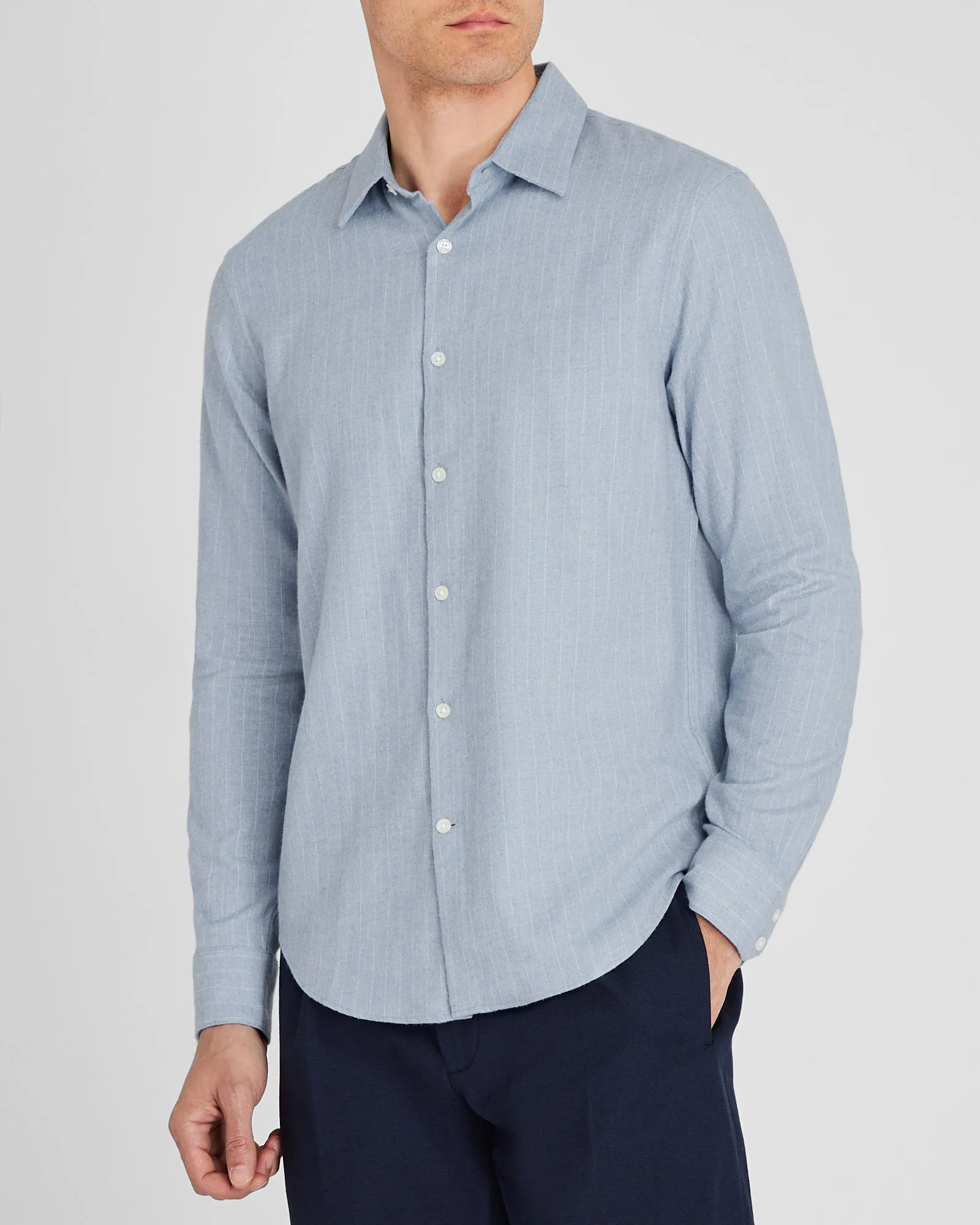 Refined Pinstripe Twill Shirt sold by Club Monaco