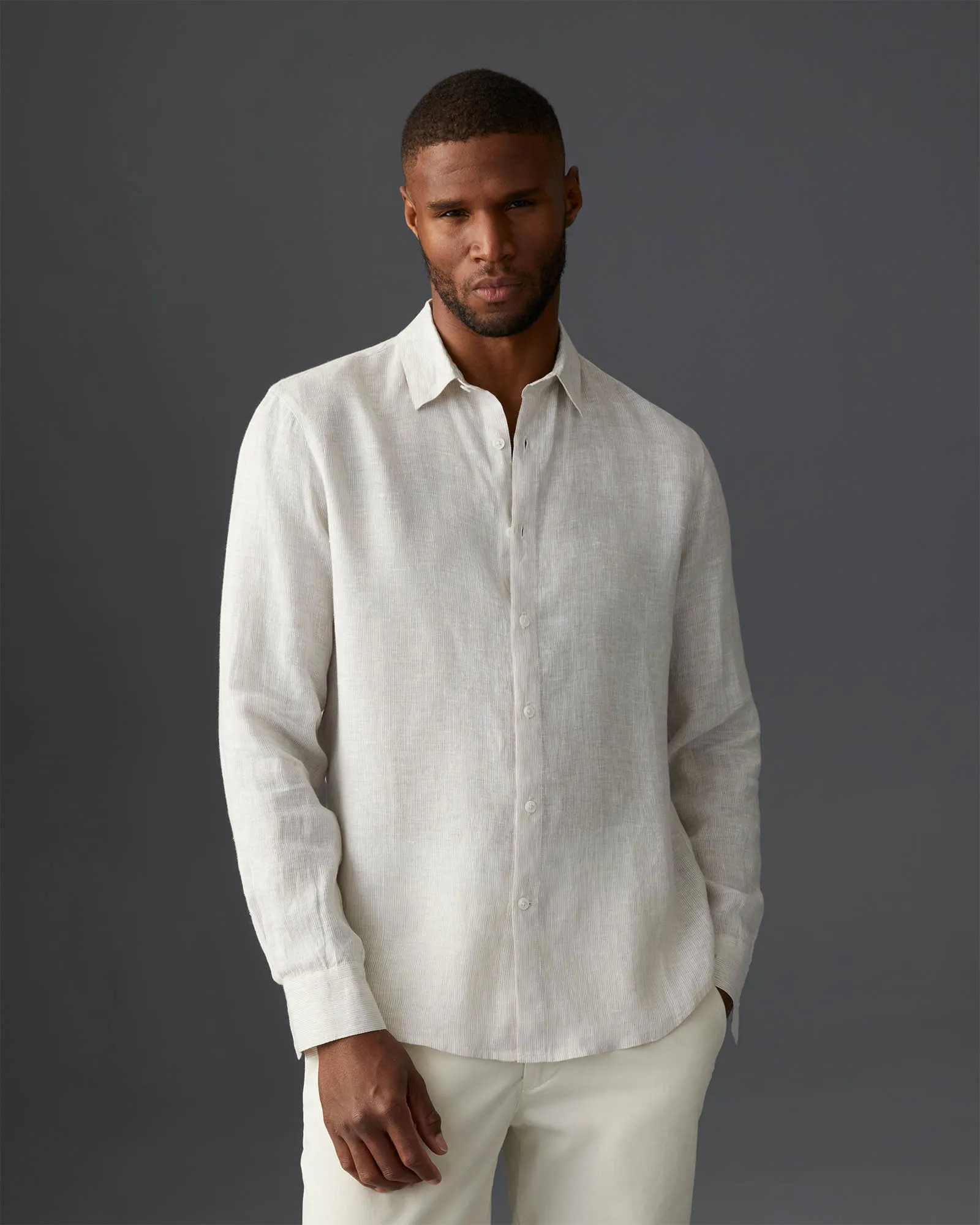 Carlo Bassetti Italian Linen Stripe Shirt sold by Club Monaco