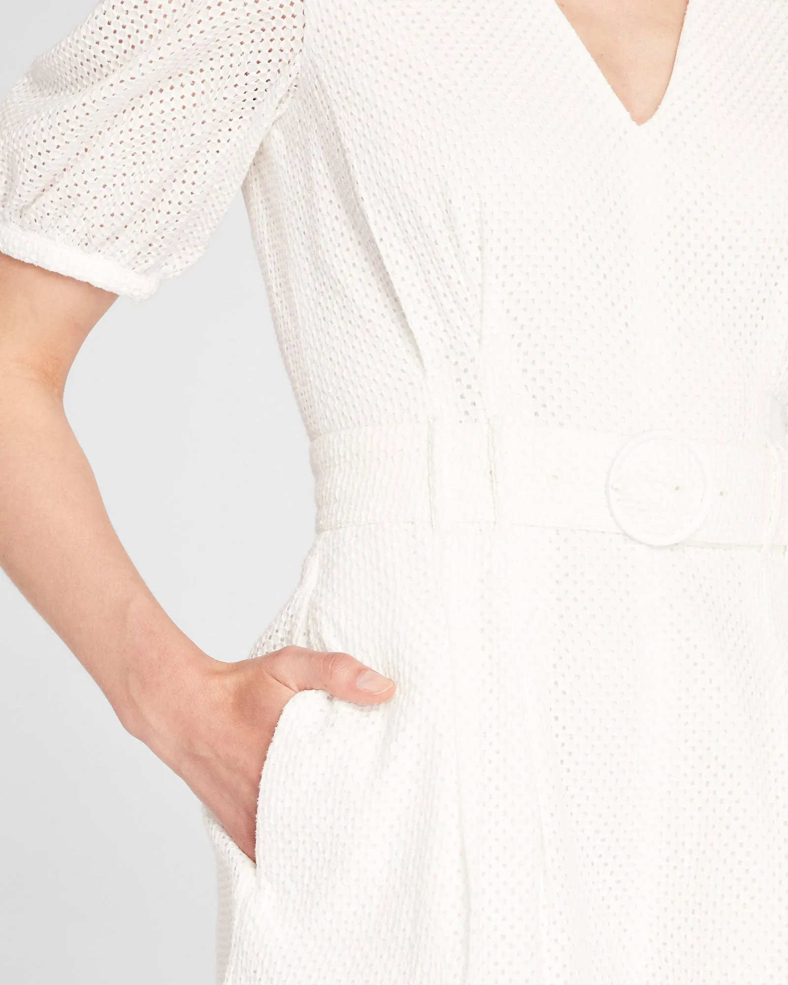 Belted Puff Sleeve Eyelet Romper sold by Club Monaco product image thumbnail 3