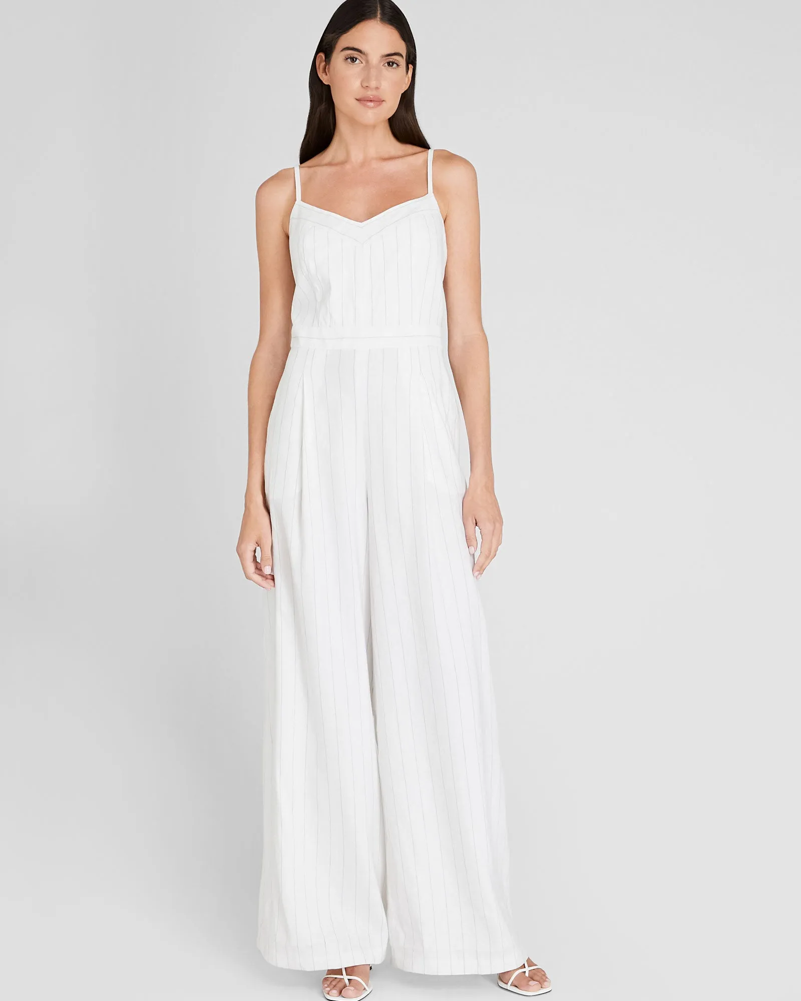 Pinstripe Linen Blend Jumpsuit sold by Club Monaco product image thumbnail 4