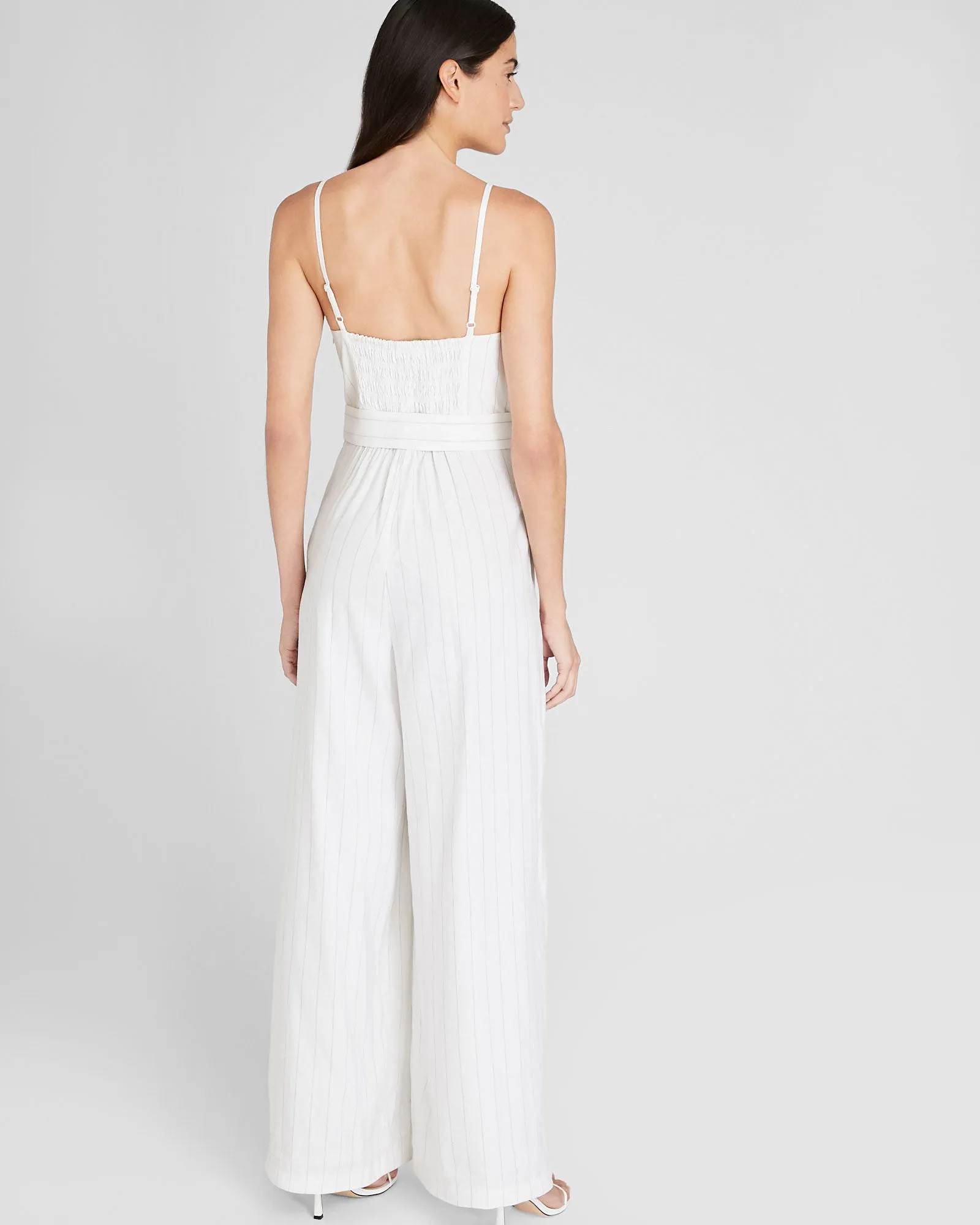 Pinstripe Linen Blend Jumpsuit sold by Club Monaco product image thumbnail 2