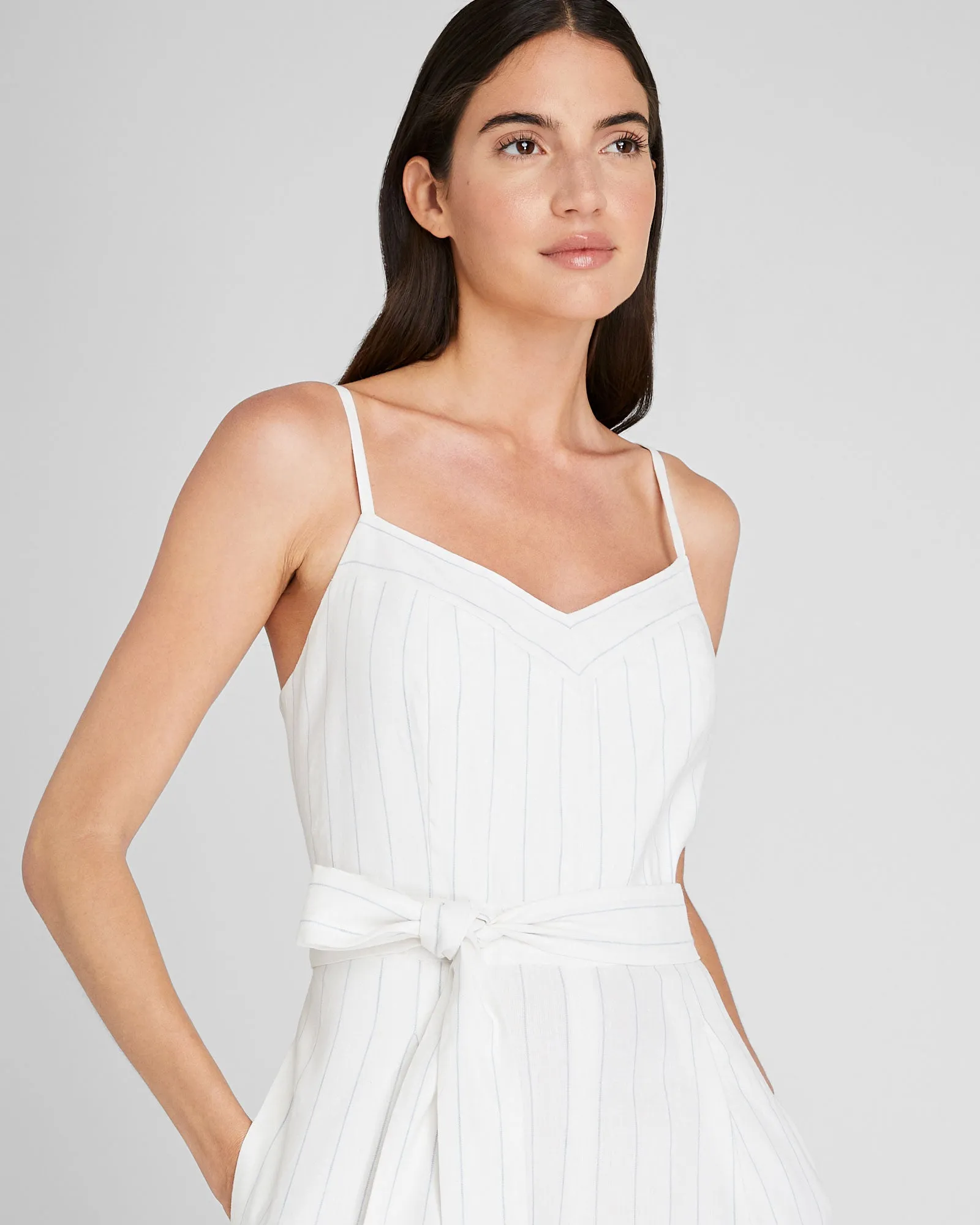 Pinstripe Linen Blend Jumpsuit sold by Club Monaco product image thumbnail 3