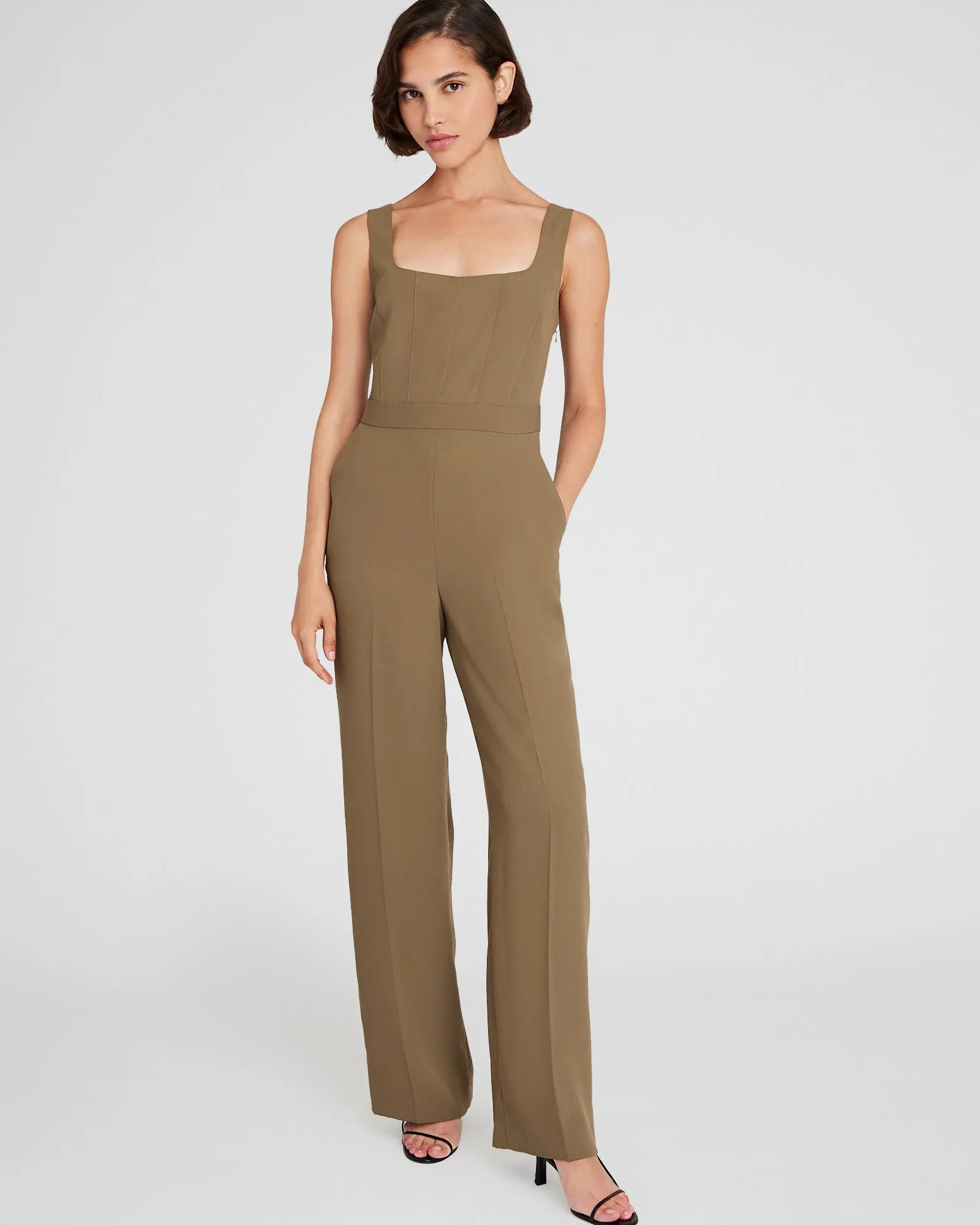 Crepe Square-Neck Jumpsuit sold by Club Monaco