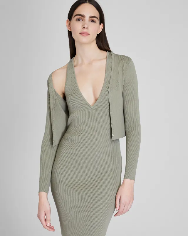 Button Front Ribbed Cardigan sold by Club Monaco