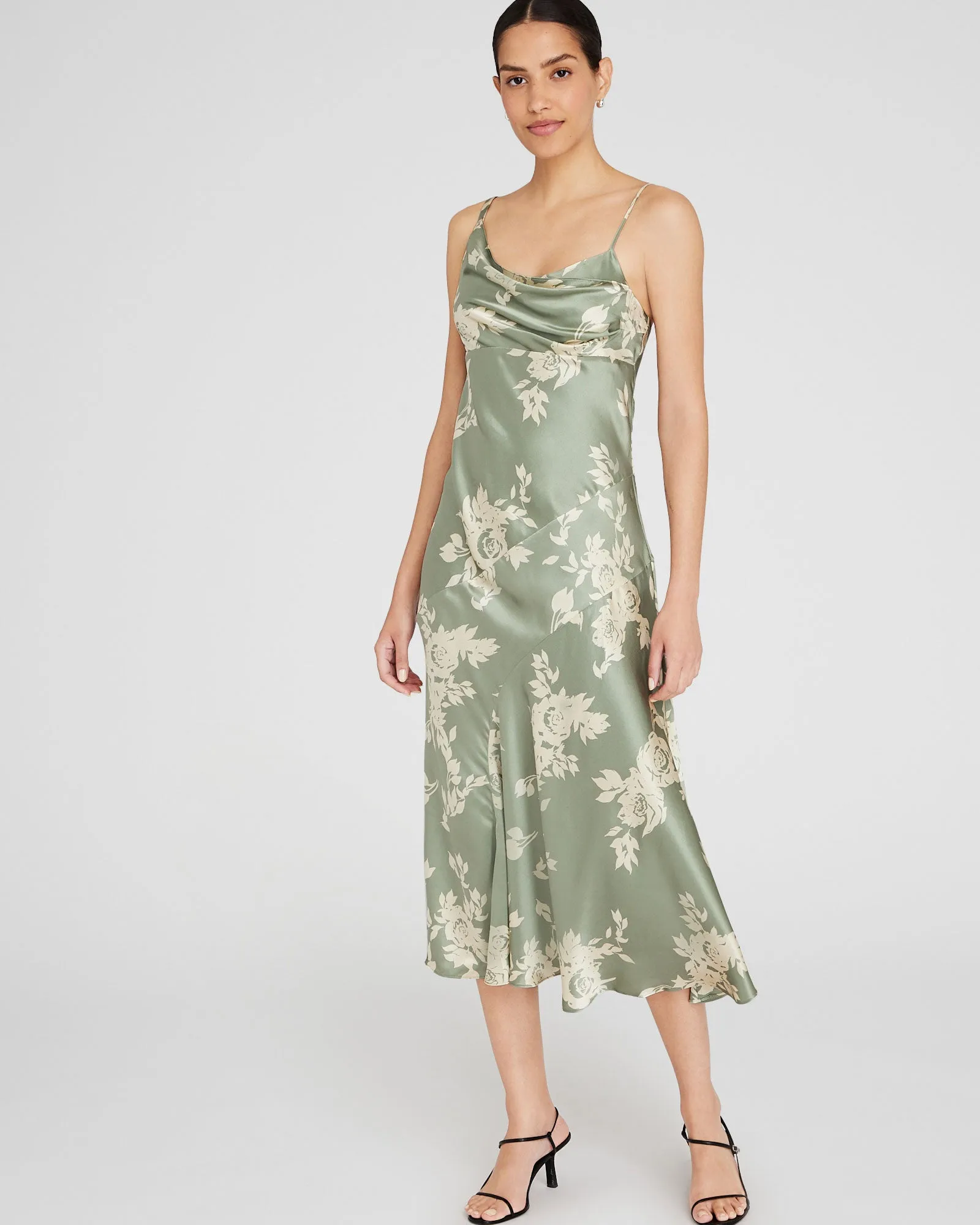 Drape Shoulder Silk Maxi Dress sold by Club Monaco