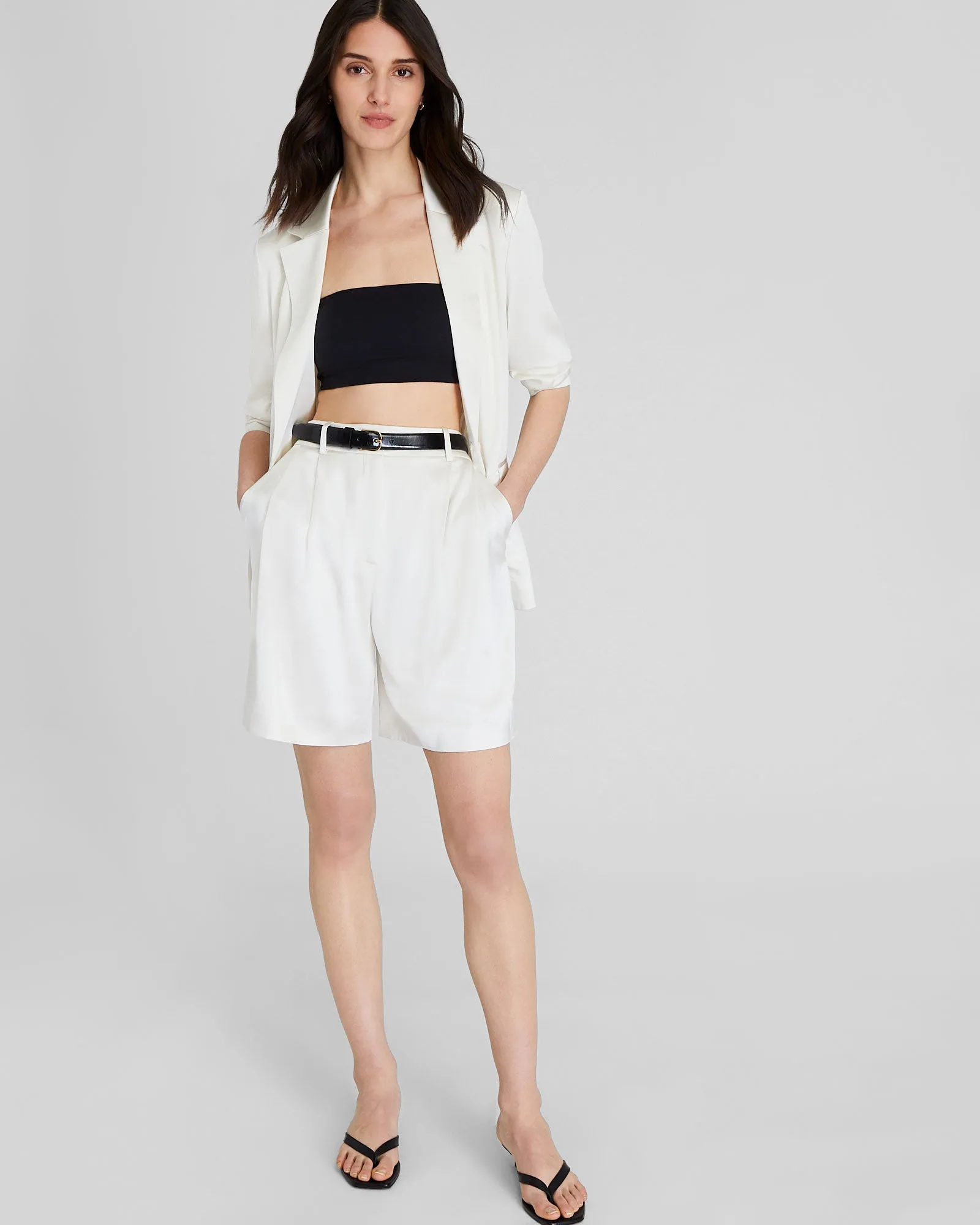 Silk Charmeuse Pleated Short sold by Club Monaco