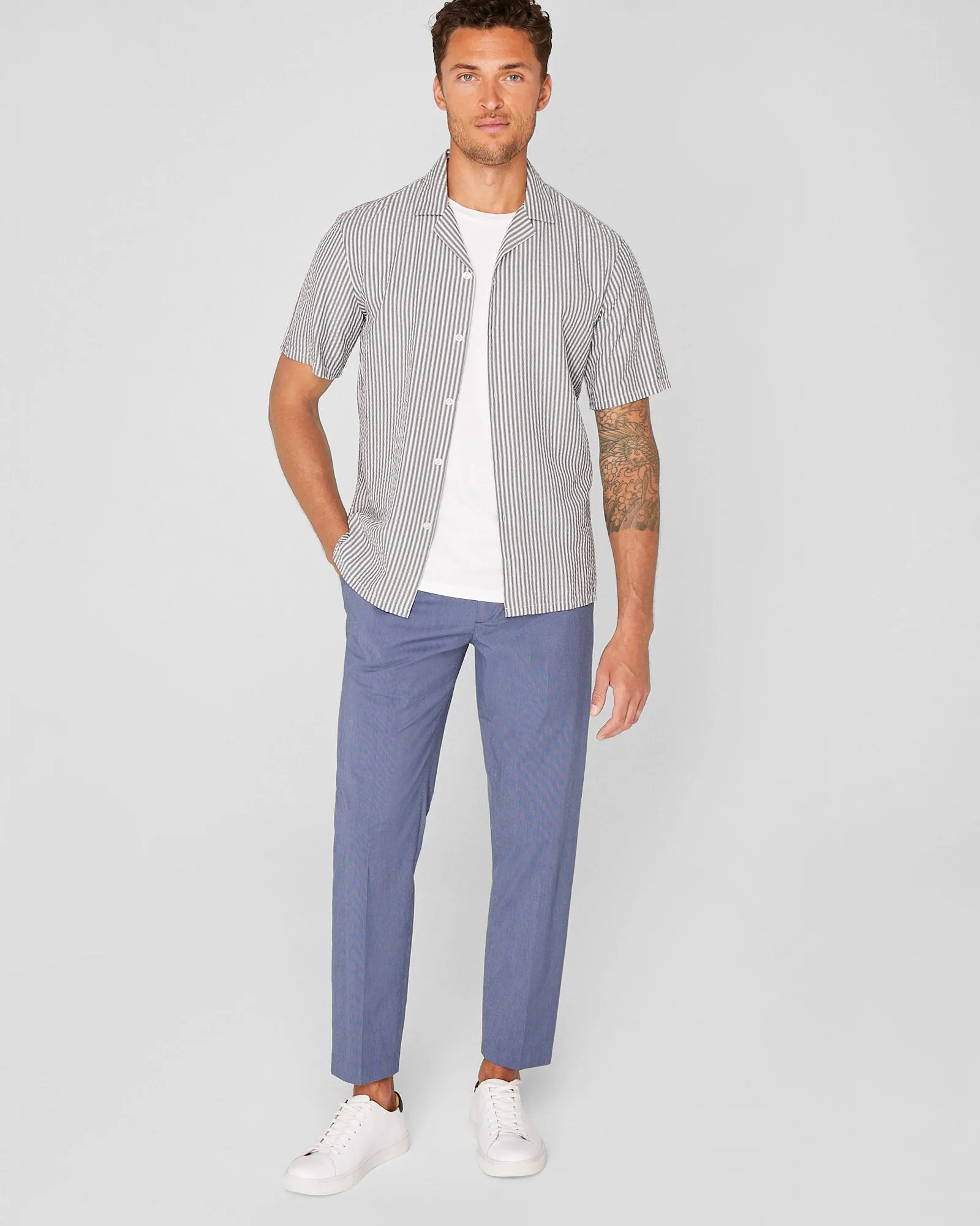 Short Sleeve Camp Collar Seersucker Shirt sold by Club Monaco product image thumbnail 4