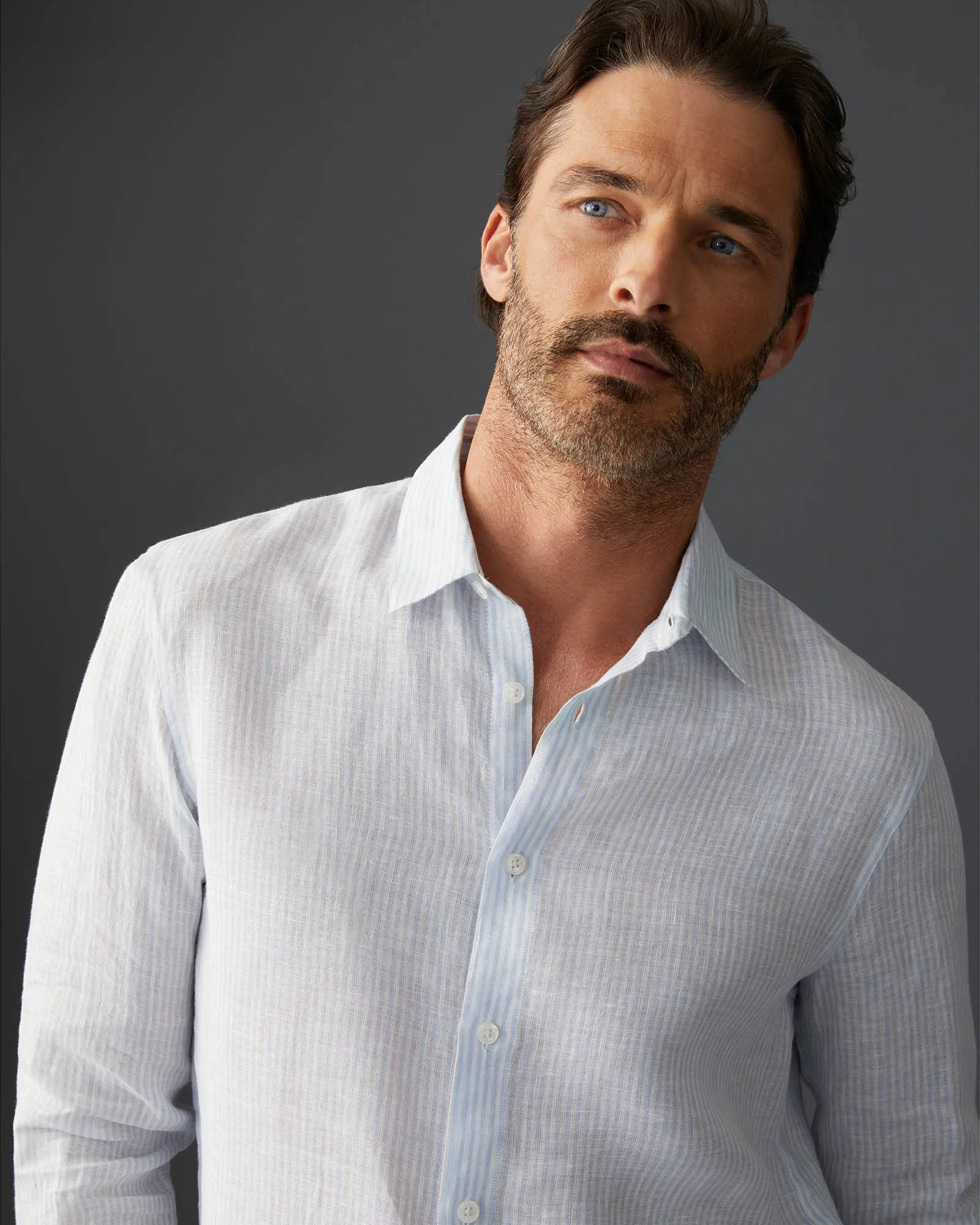 Carlo Bassetti Italian Linen Stripe Shirt sold by Club Monaco product image thumbnail 3