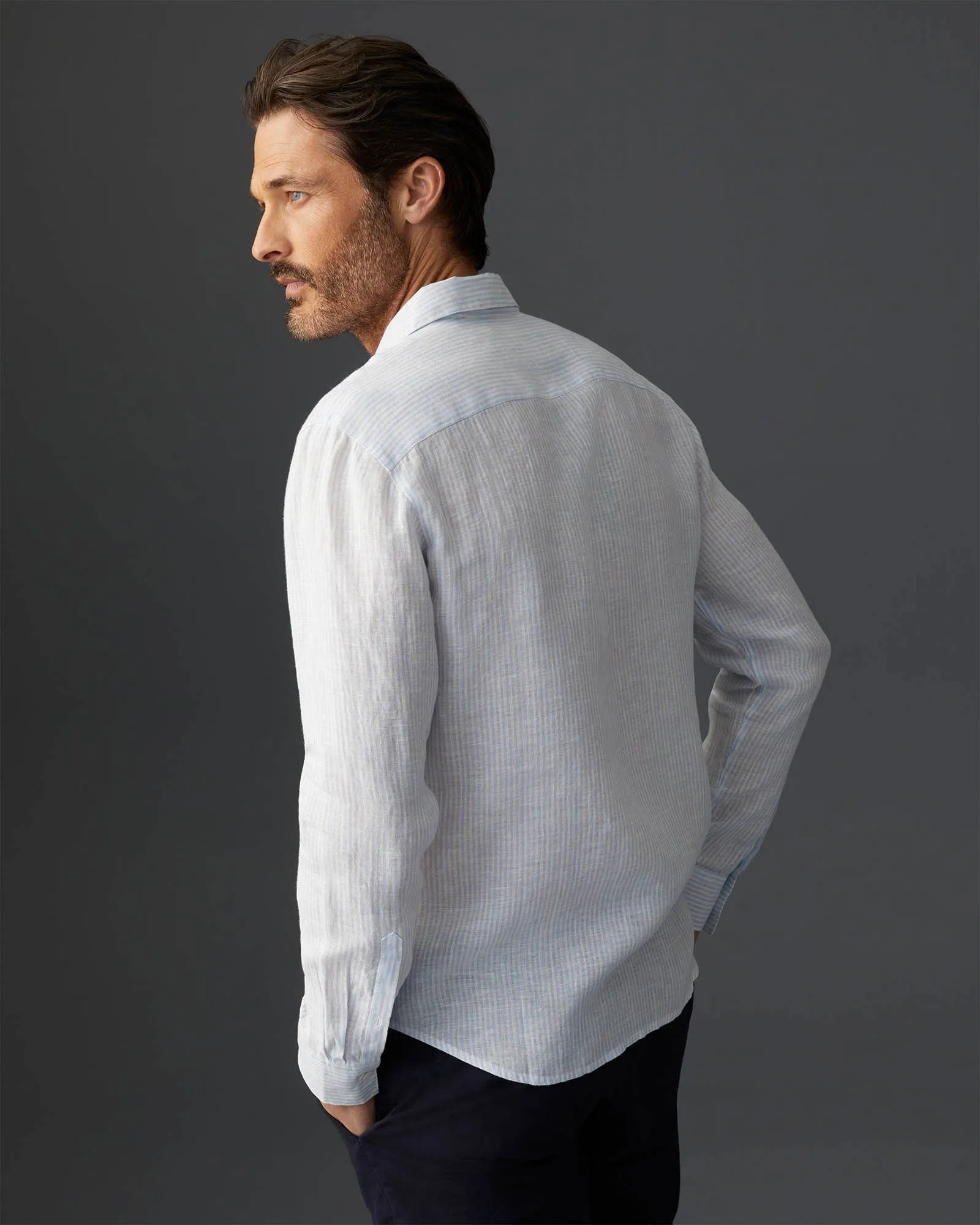 Carlo Bassetti Italian Linen Stripe Shirt sold by Club Monaco