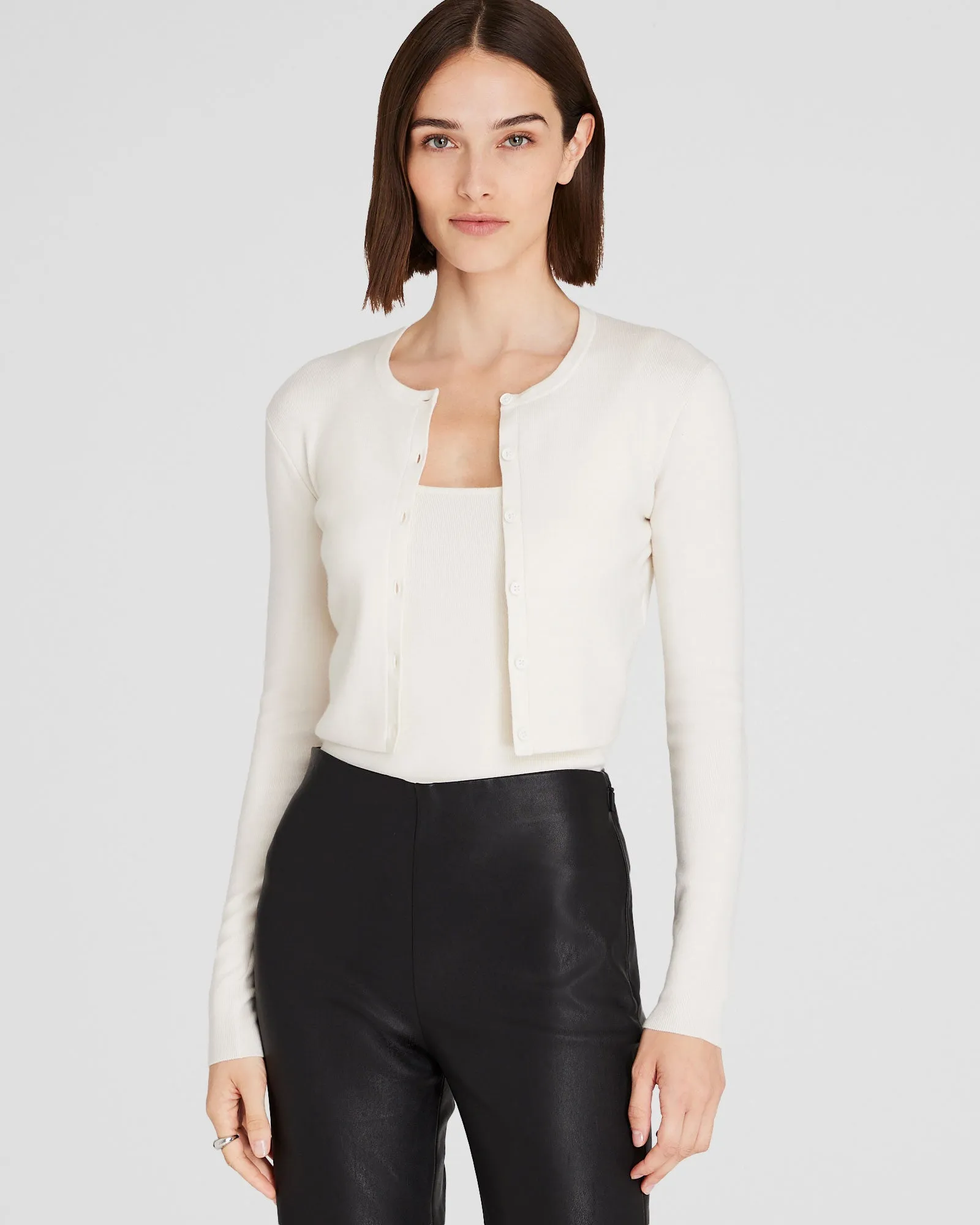 Merino Rib Cropped Cardigan sold by Club Monaco