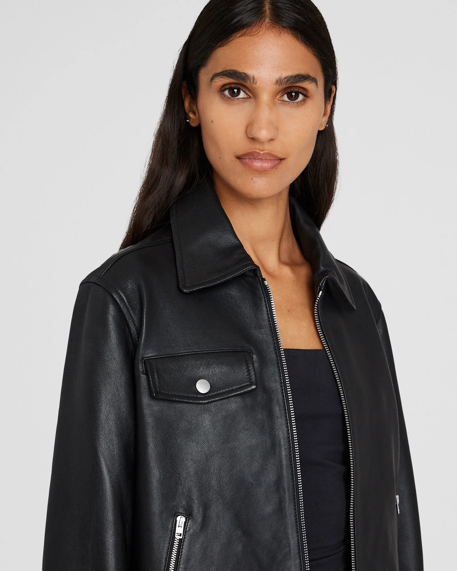 Zip-Front Leather Jacket sold by Club Monaco product image thumbnail 4