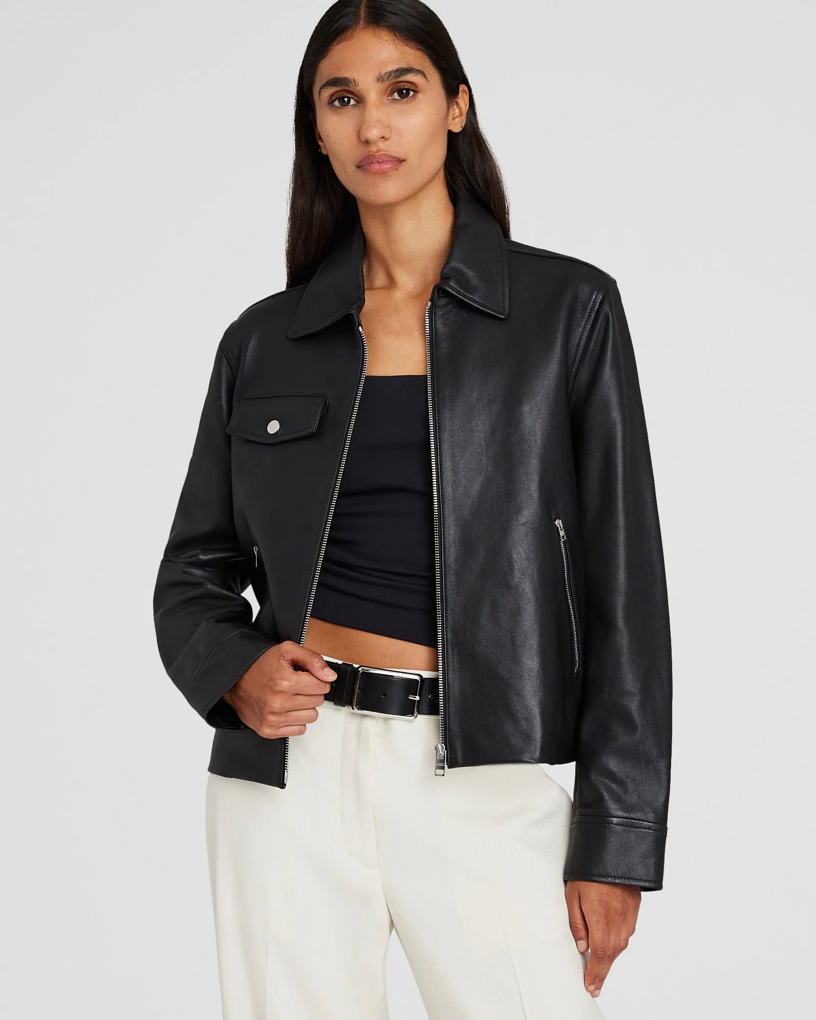 Zip-Front Leather Jacket sold by Club Monaco