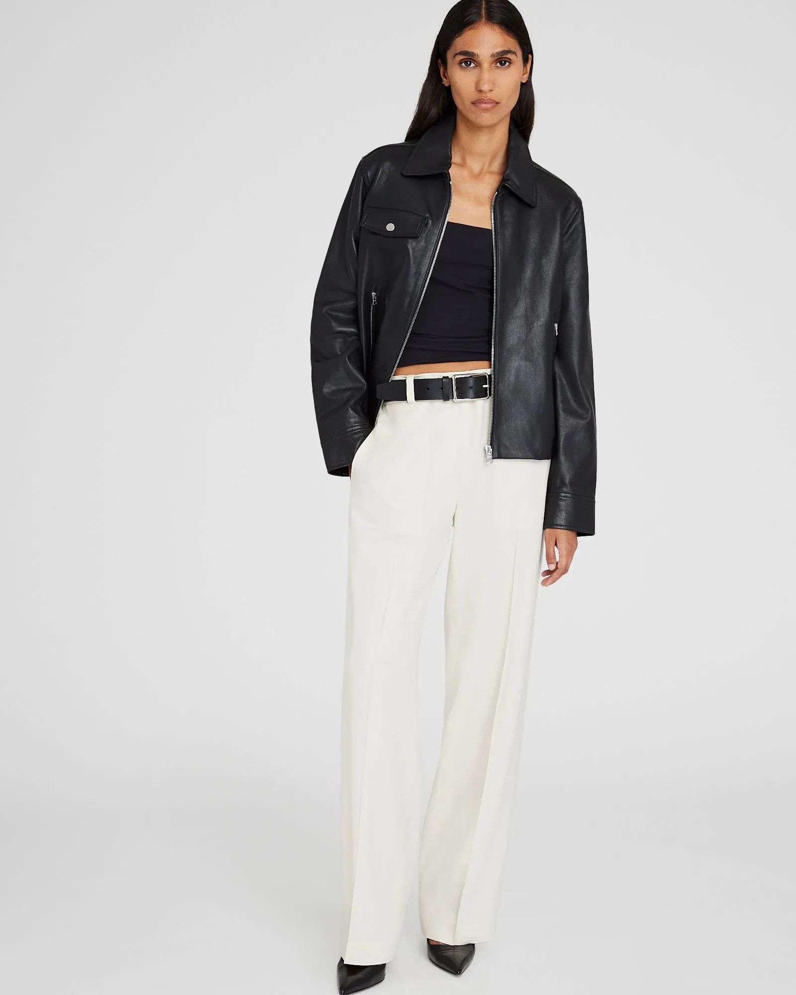 Zip-Front Leather Jacket sold by Club Monaco product image thumbnail 2