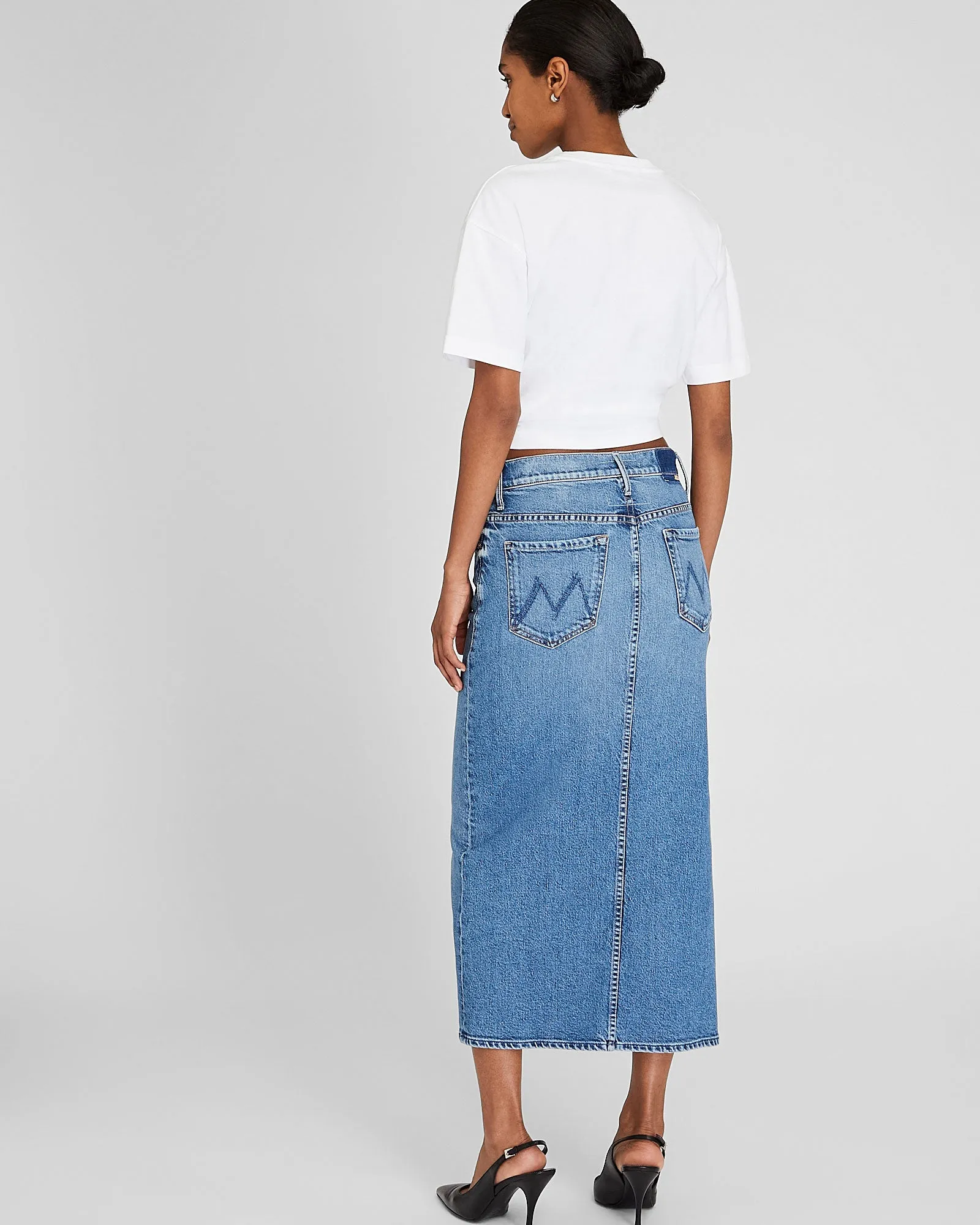 MOTHER The Split Second Denim Midi Skirt sold by Club Monaco product image thumbnail 3