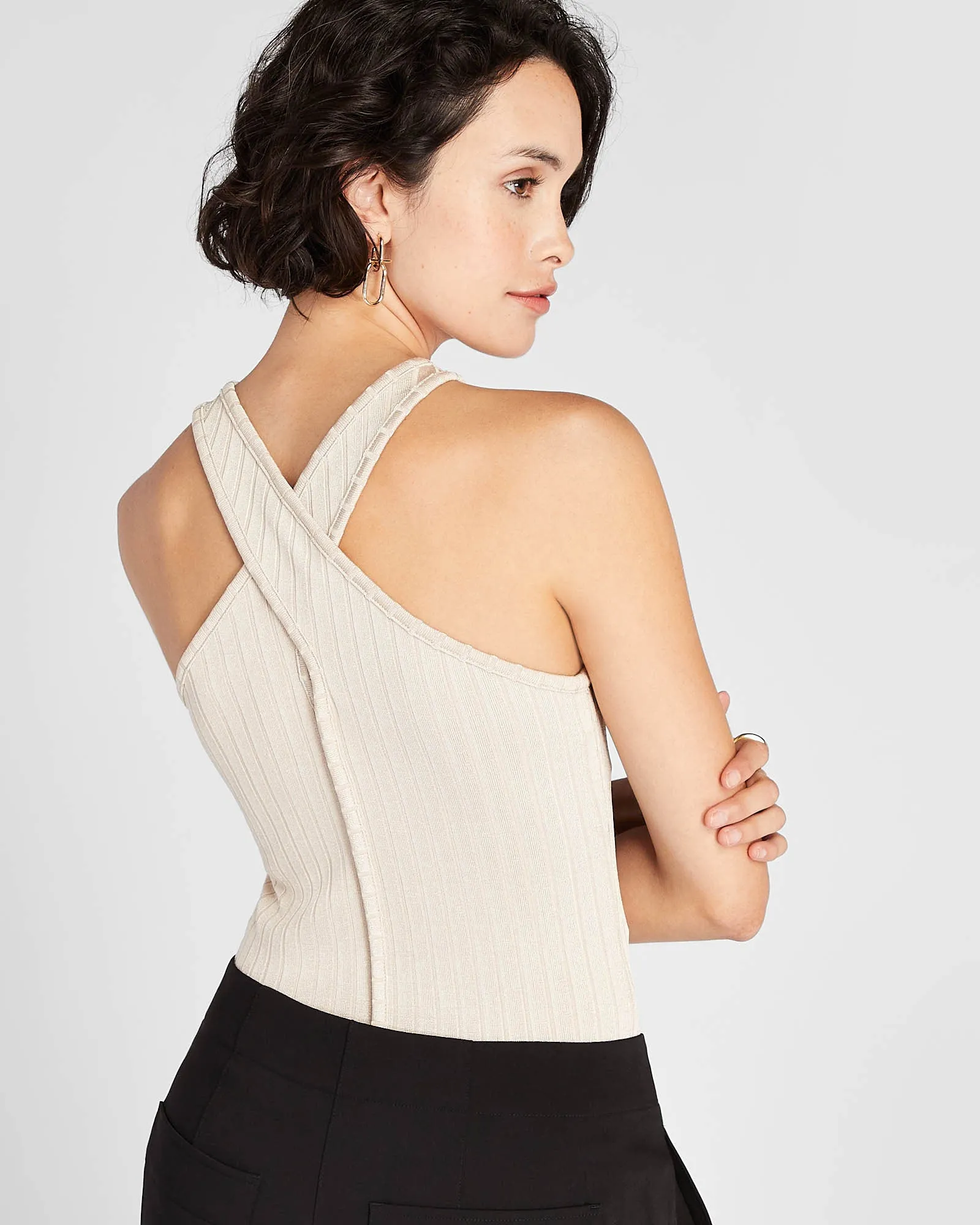 Shiny Wide Rib Halter Top sold by Club Monaco product image thumbnail 2