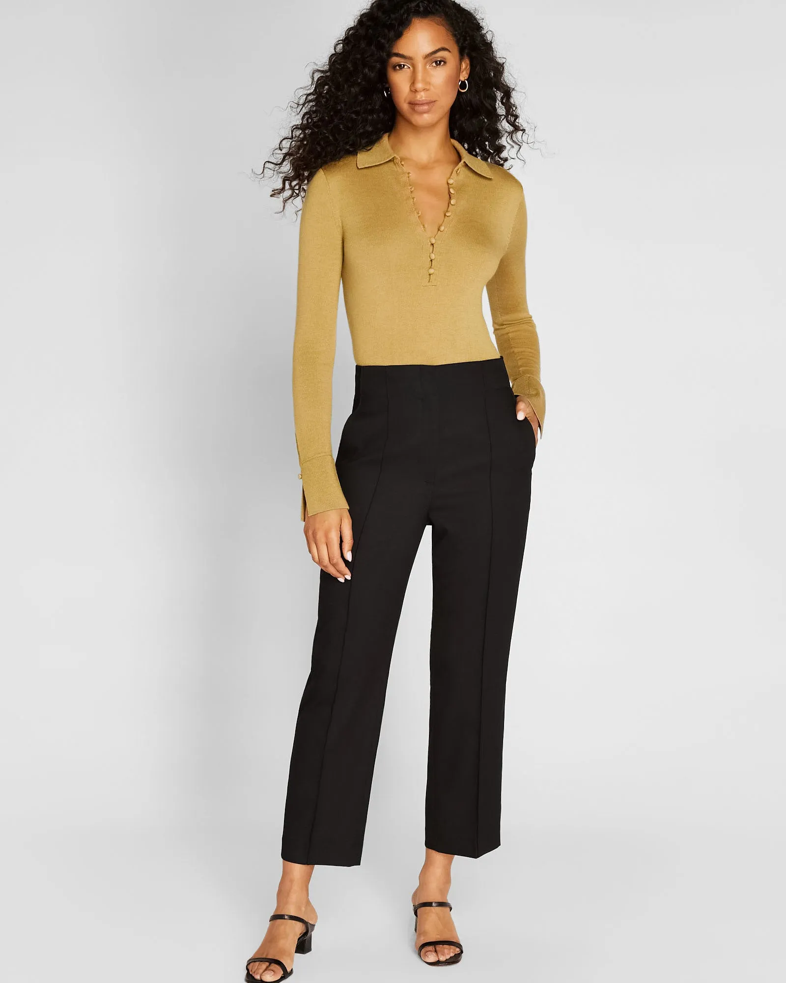 High-Rise Piqué Pintuck Trouser sold by Club Monaco