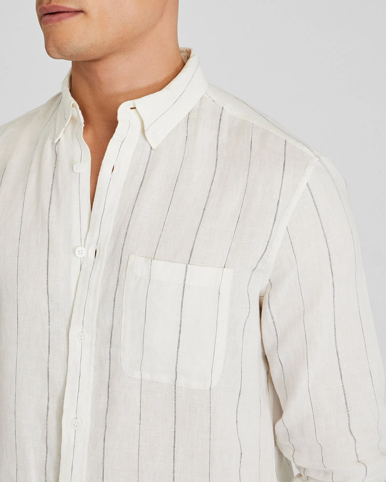 Long Sleeve Wide Stripe Linen Shirt sold by Club Monaco product image thumbnail 4