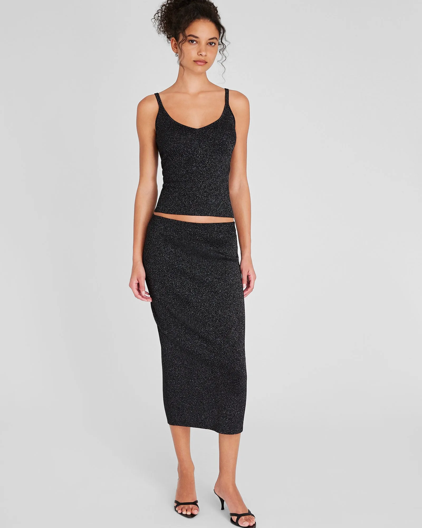 Metallic Ribbed-Knit Midi Skirt sold by Club Monaco product image thumbnail 4