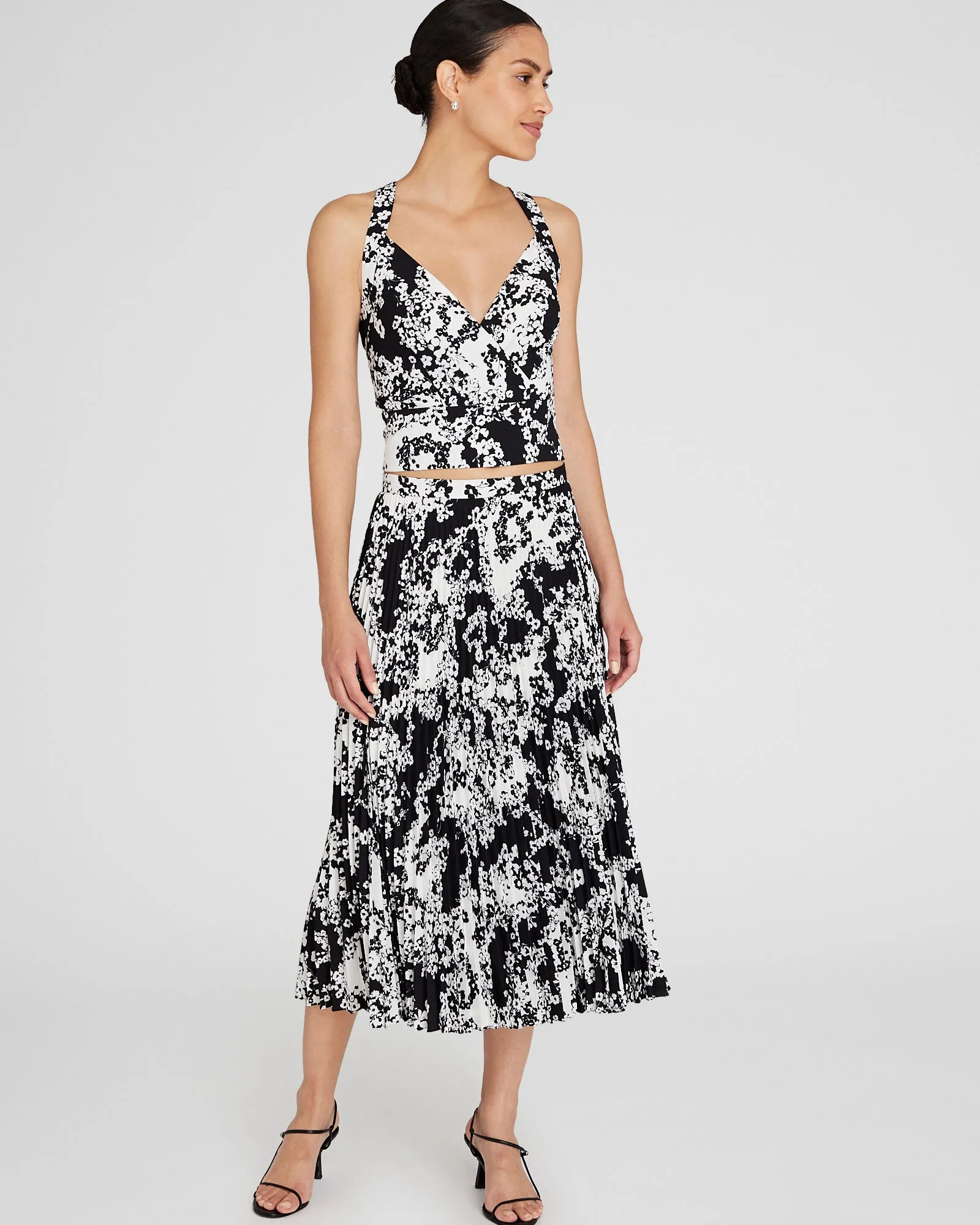 Floral Print Pleated Midi Skirt sold by Club Monaco