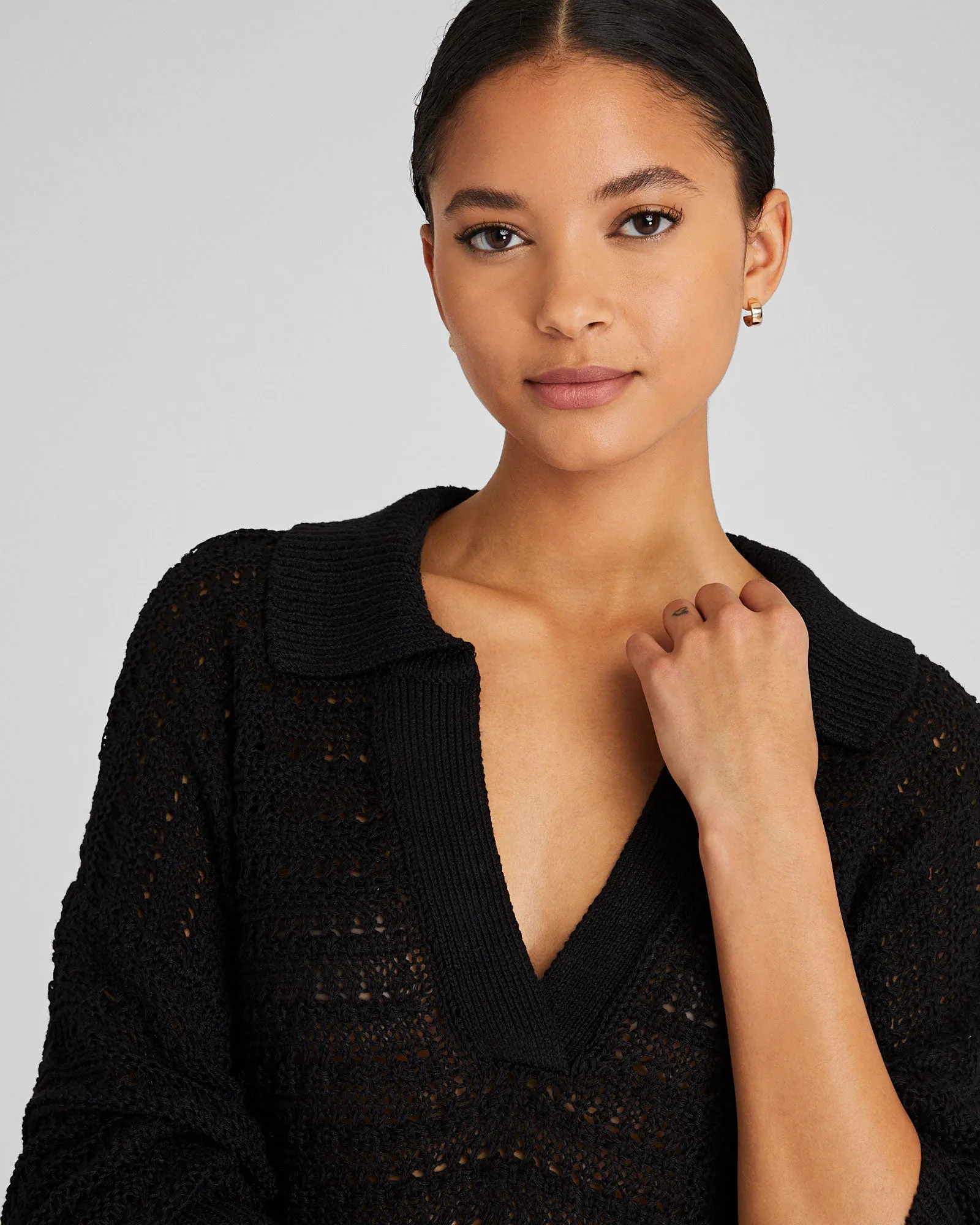 Mixed Stitch Oversized Johnny Collar Sweater sold by Club Monaco product image thumbnail 3