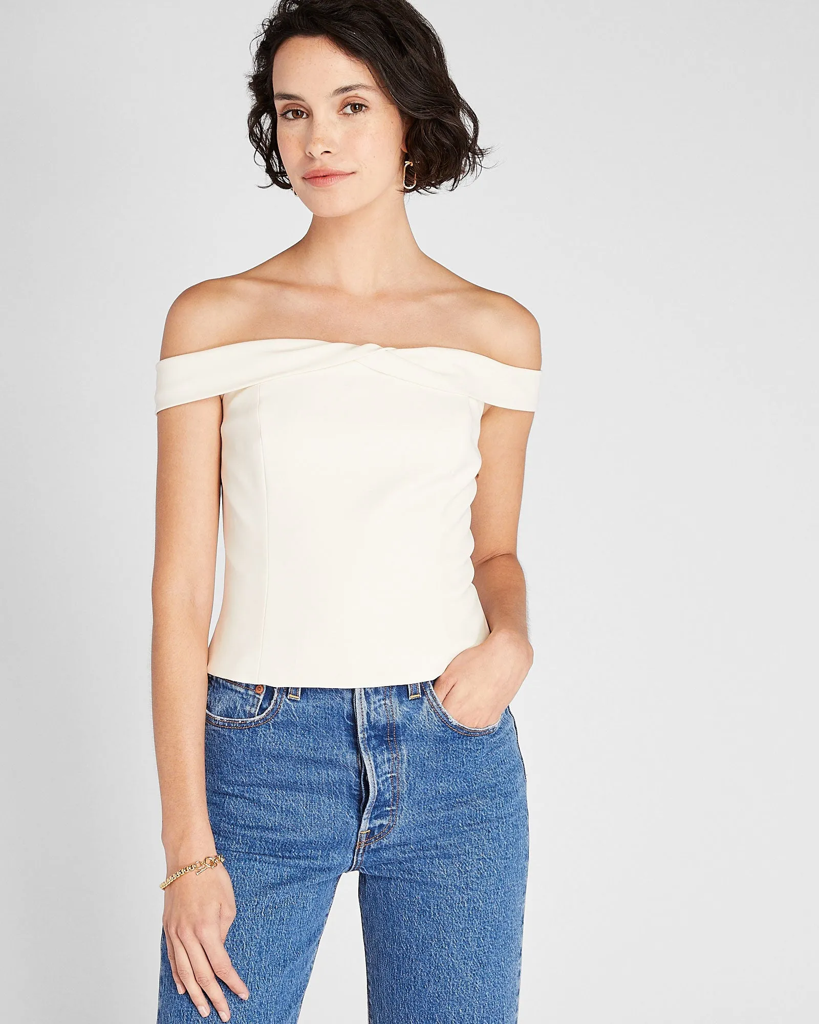 Off-The-Shoulder Draped Top sold by Club Monaco