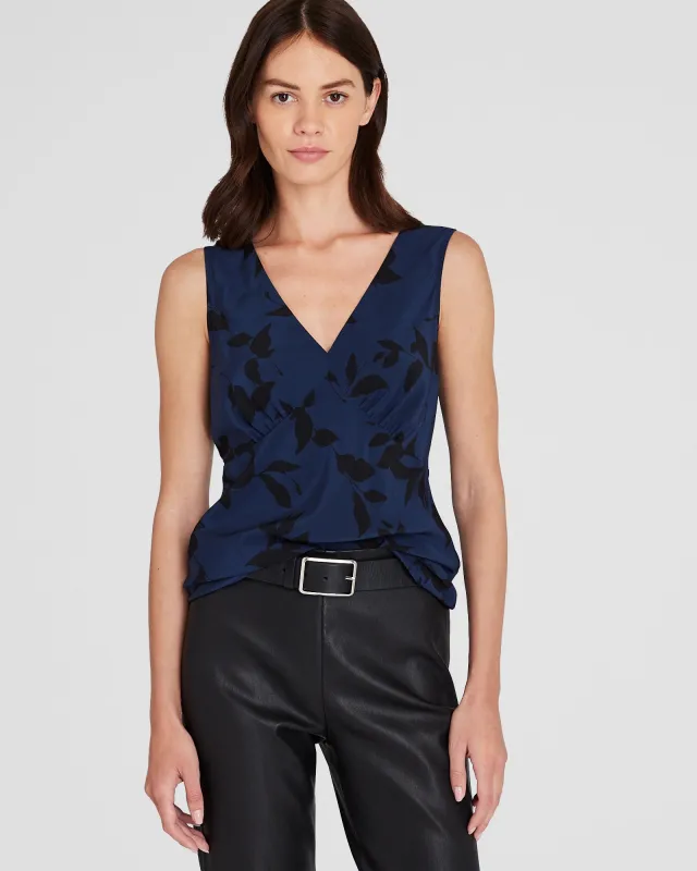 Printed Silk V-Neck Sleeveless Top sold by Club Monaco