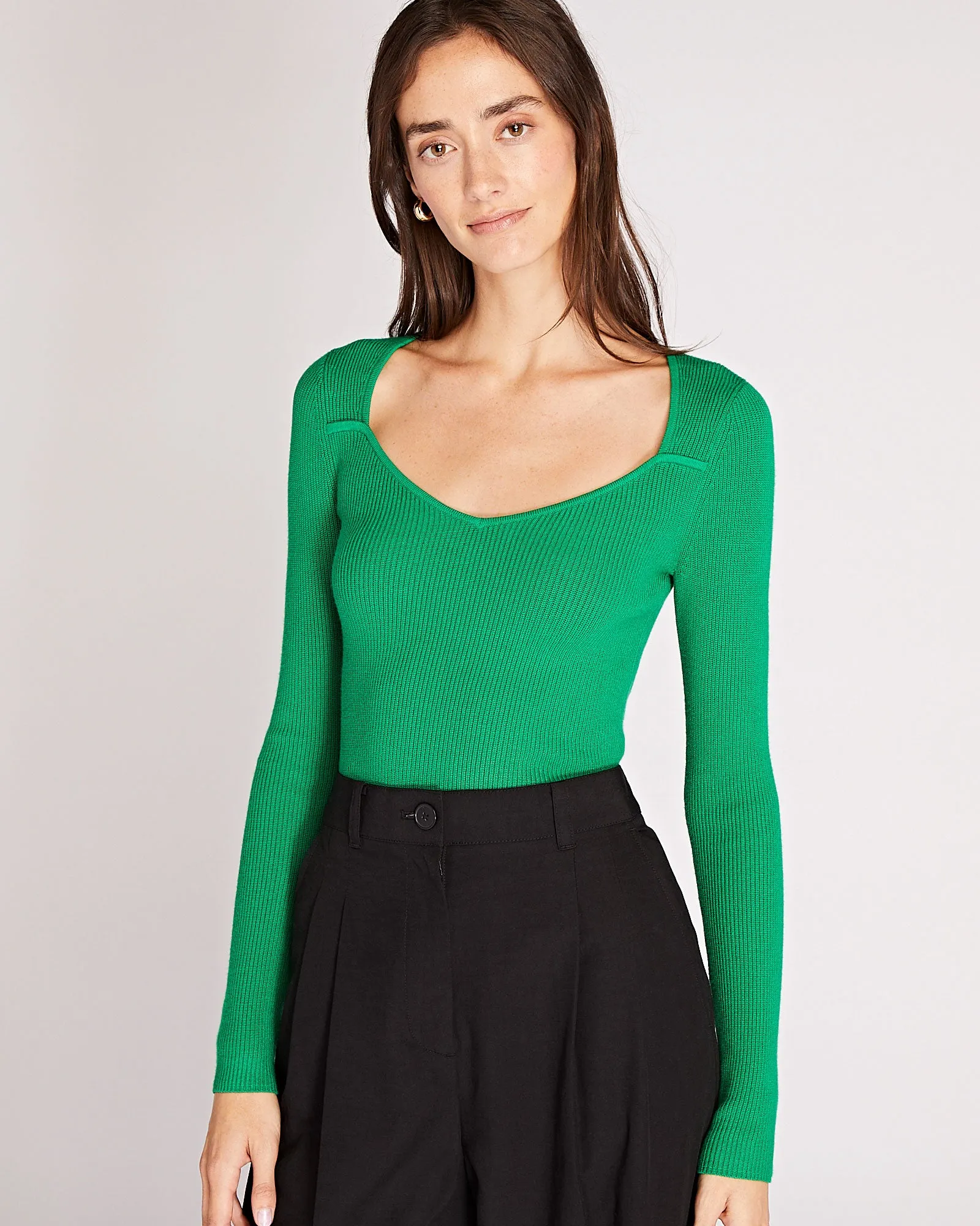 Shrug Neck Rib Sweater sold by Club Monaco