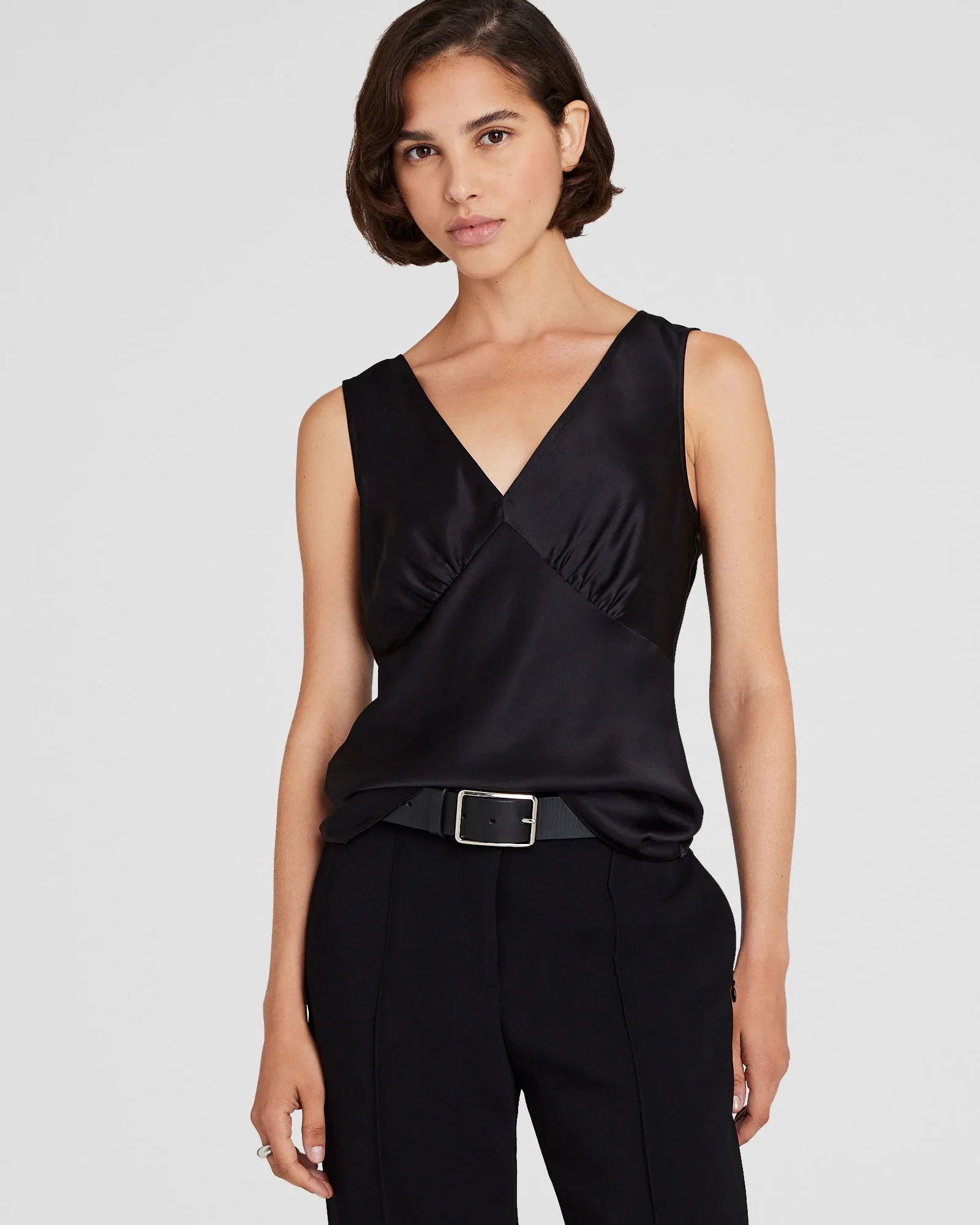 Silk Charmeuse V-Neck Sleeveless Top sold by Club Monaco