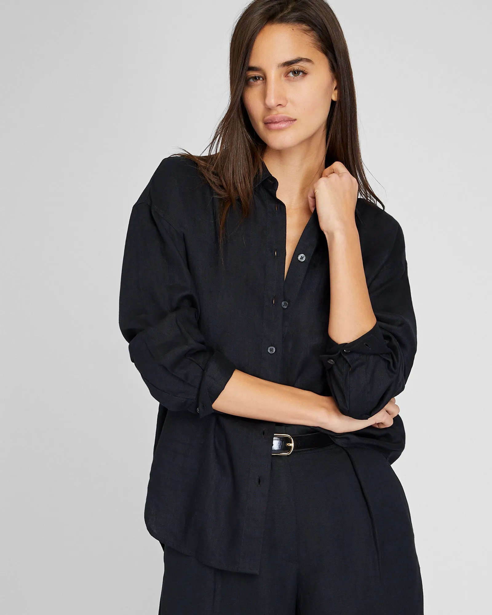 Relaxed Linen Button-Down Shirt sold by Club Monaco